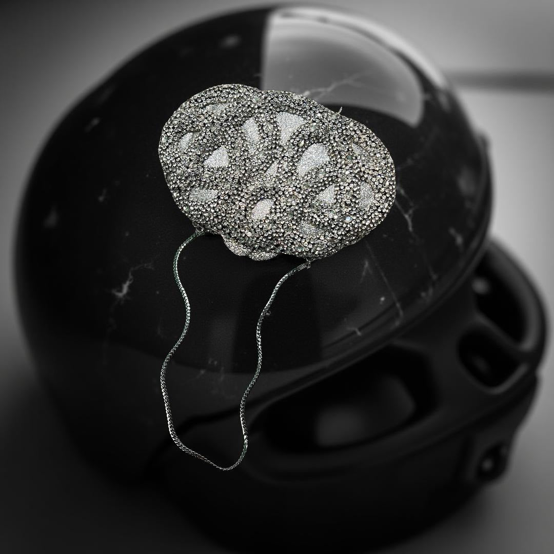 Seoul Spiral Detail Design Clutch Party Purse with Stones in Silver