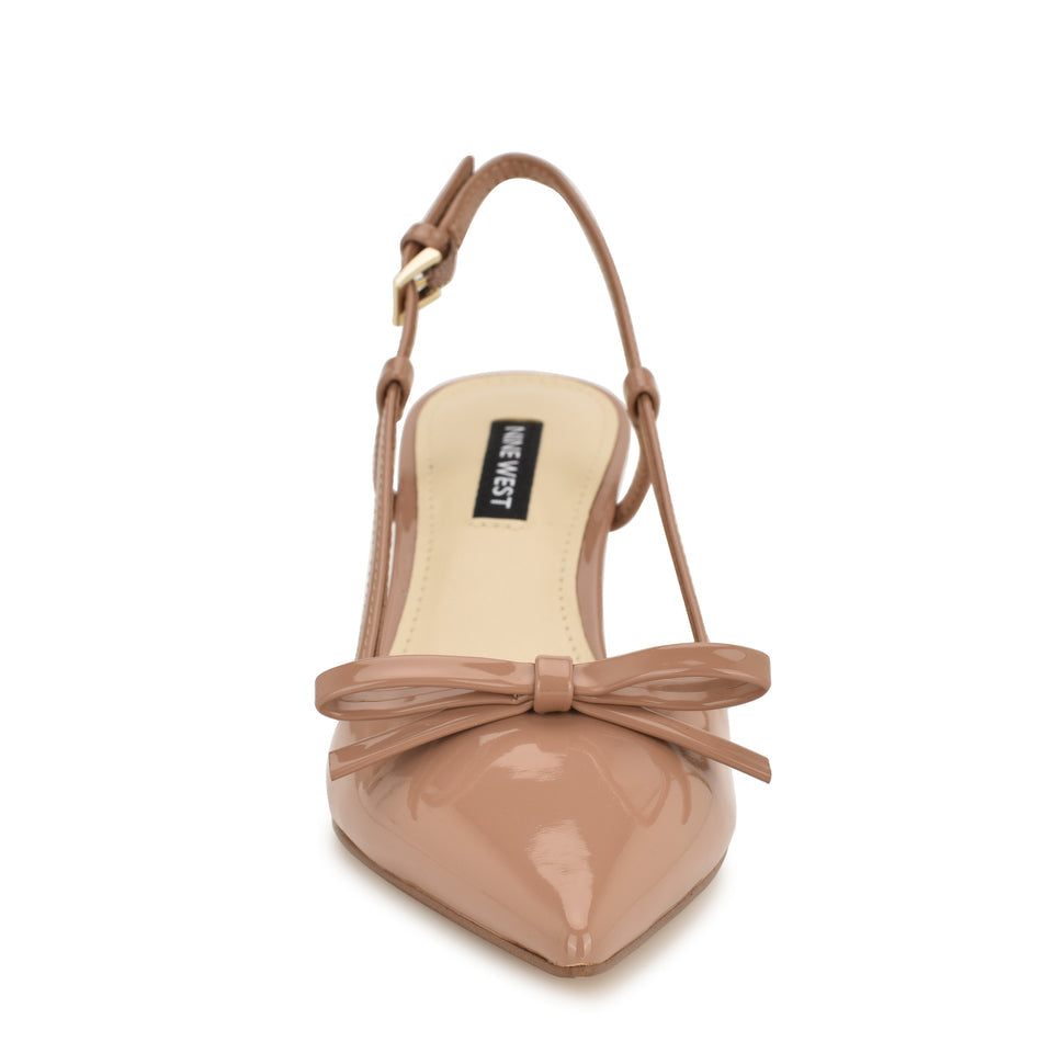 Nine West Bow Detail Pointed Toe Slingback Pump in Nude