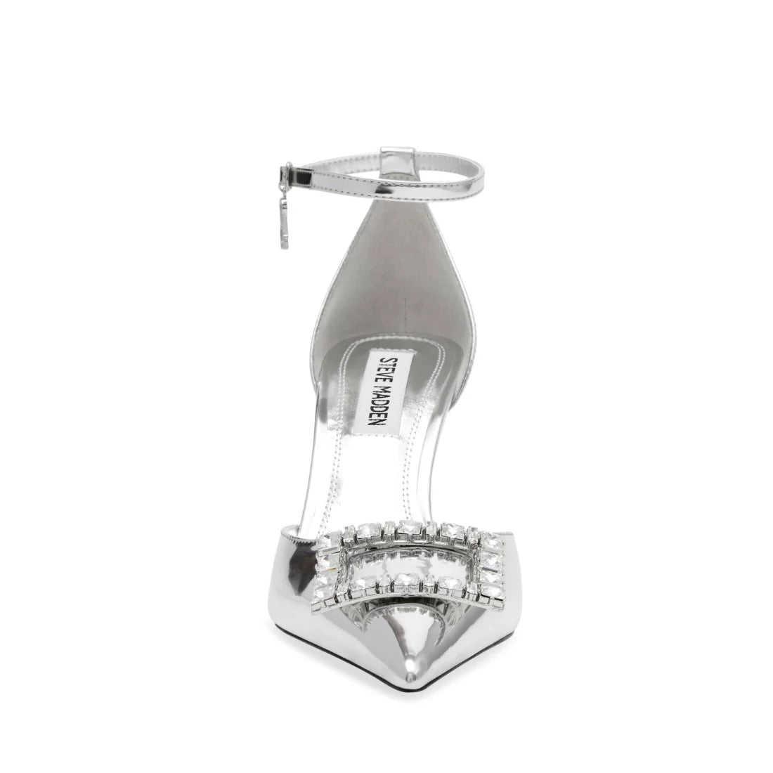 Steve Madden Pointed Toe Brooch Pump in Metallic Silver