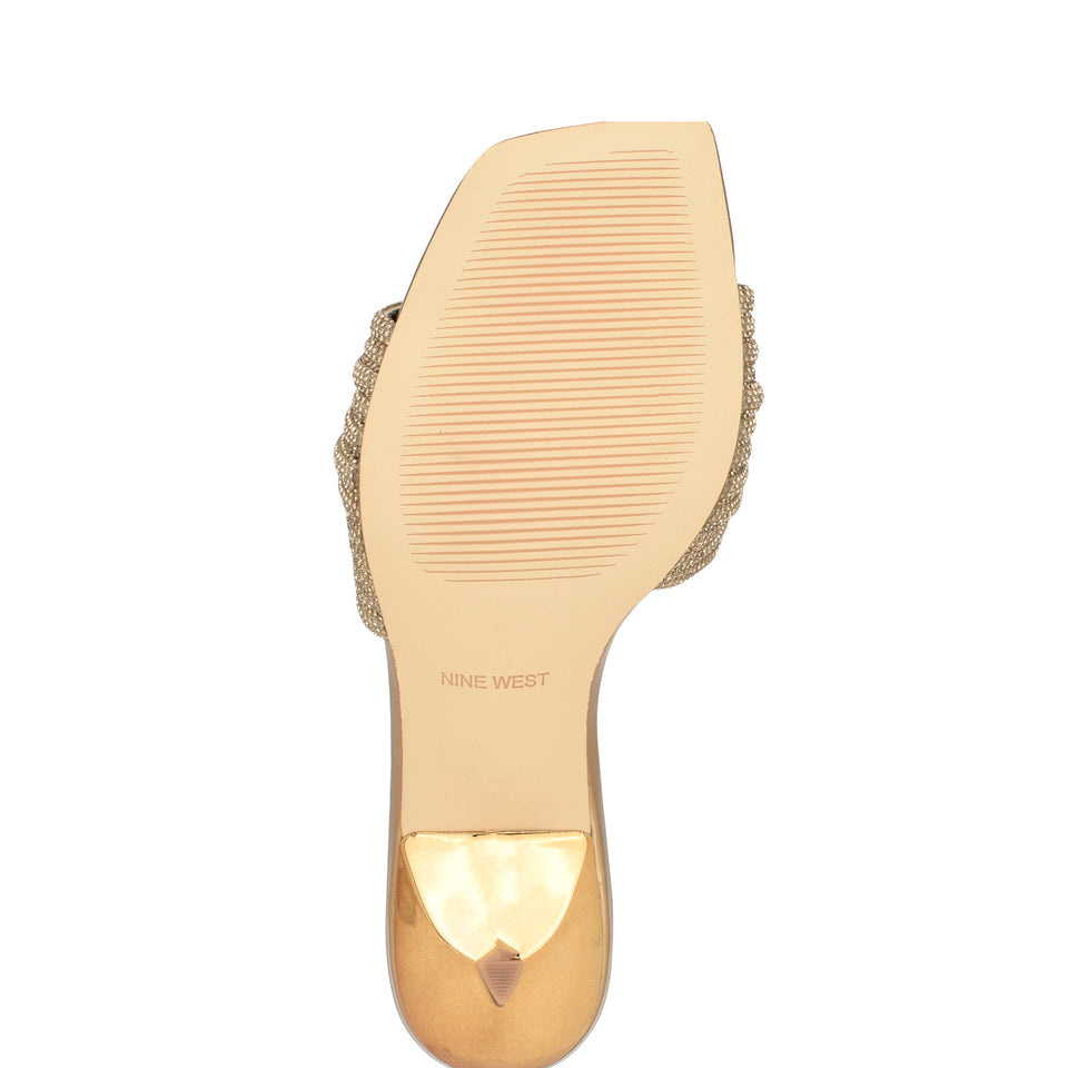 Nine West Embellished Strap Mule in Gold