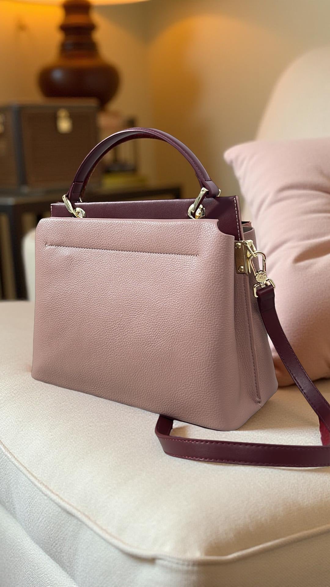 Versse Top Handle Textured Leather Bag in Pink