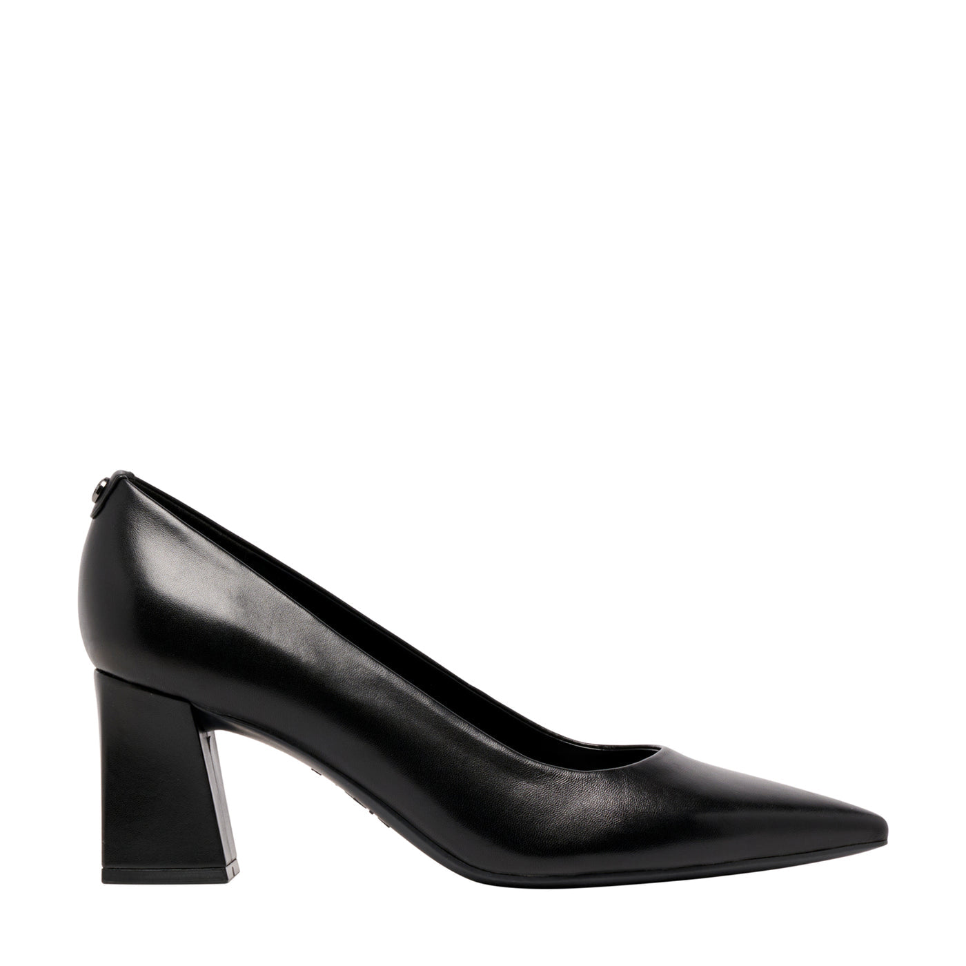 Nine West Leather Pointed Toe Block Heel Pump in Black