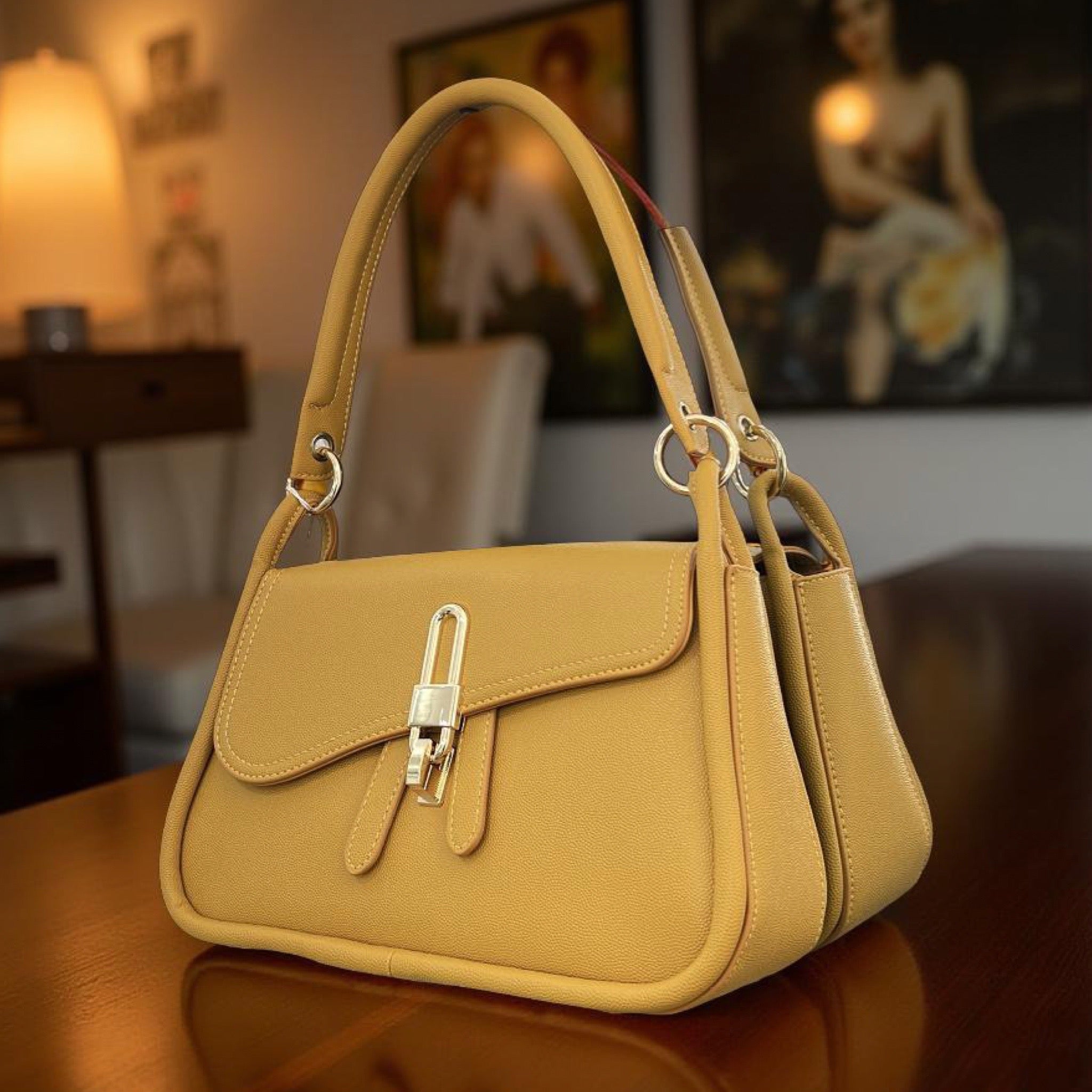 Bagco Small Double Detachable Strap Handle Bag in Yellow