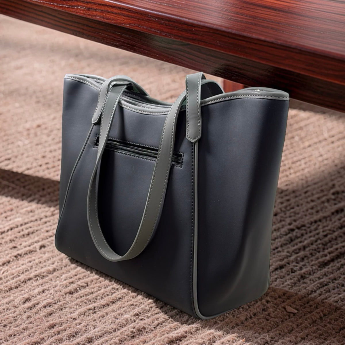 Chrisbella Large Two-Tone Bag in Black