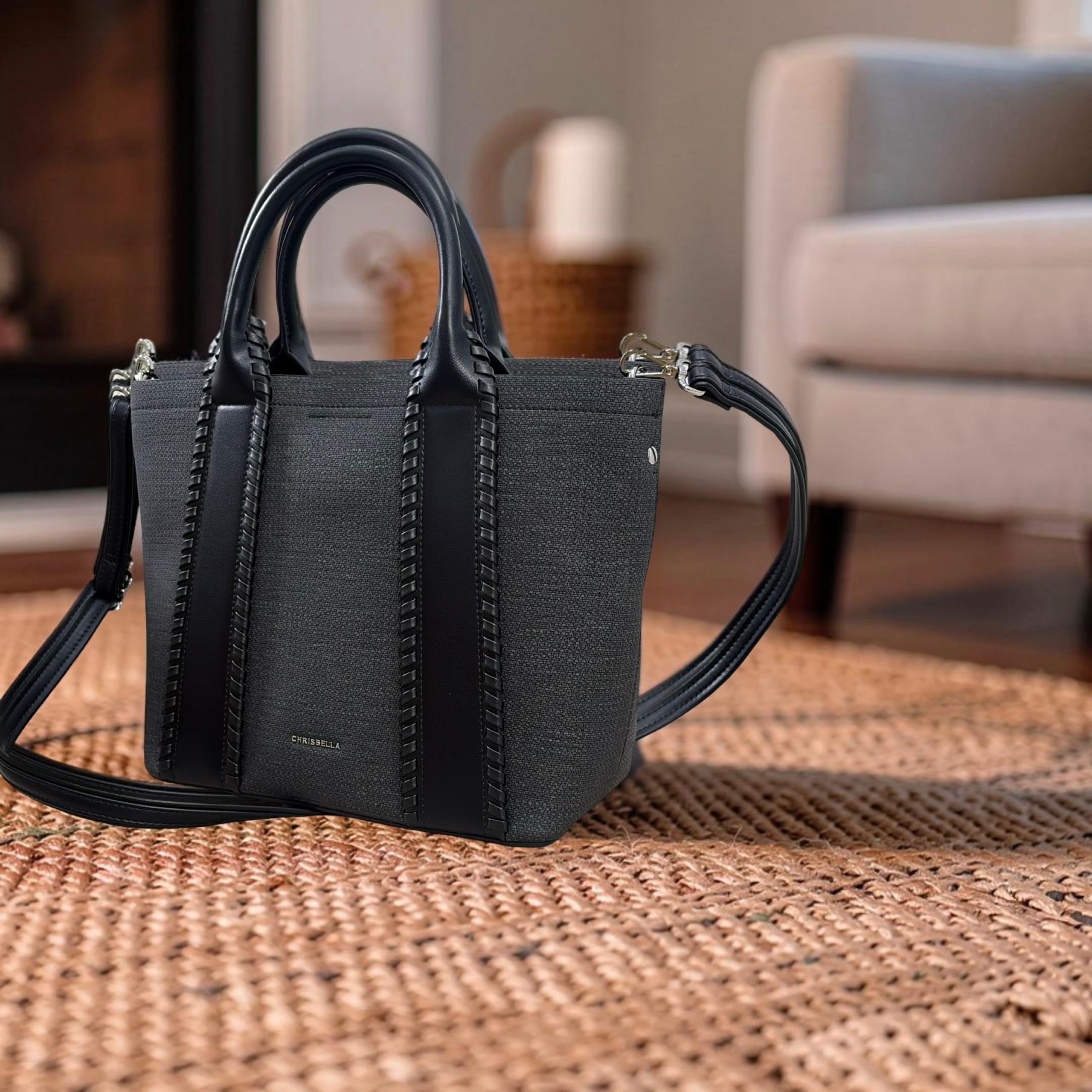 Chrisbella Detail Handle Bag in Black