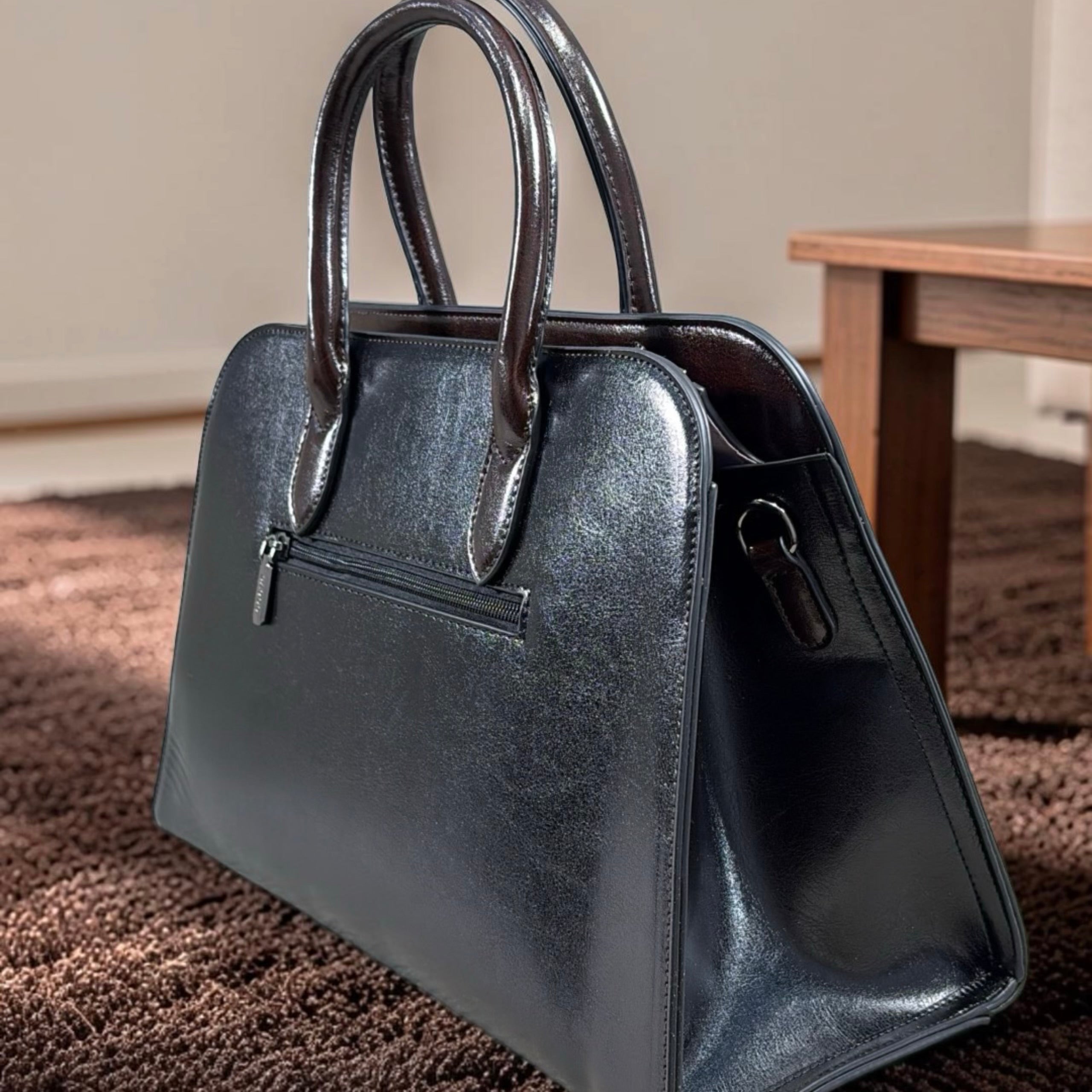 Bagco Front Pocket Detail Structured Bag in Black