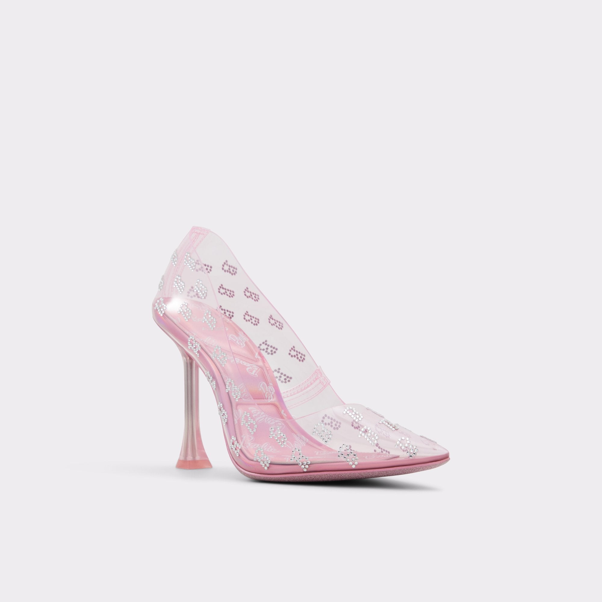 ALDO EMBELLISHED VINYL POINTED TOE PUMP PINK