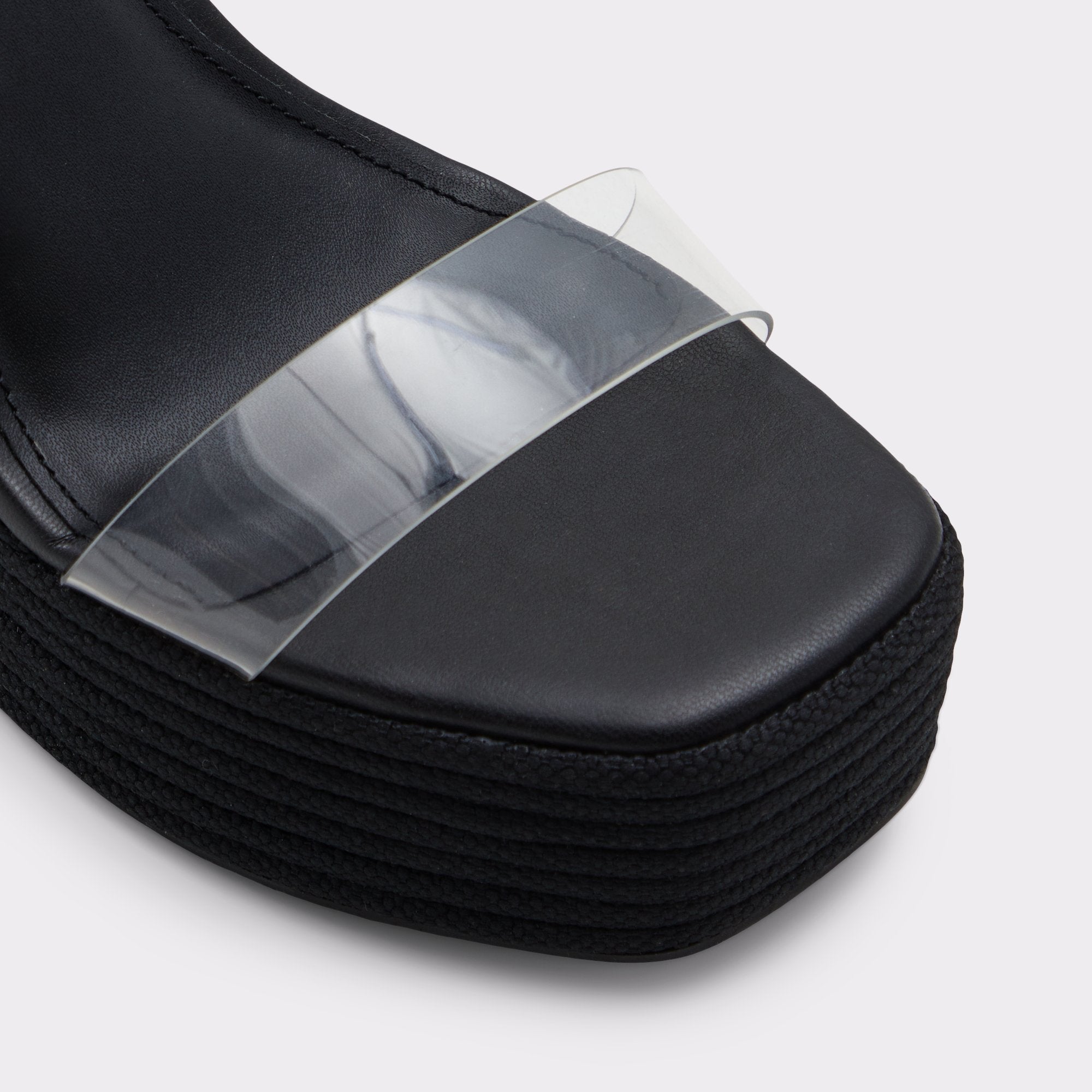 ALDO BLACK ANKLE-TIE WEDGE SANDAL