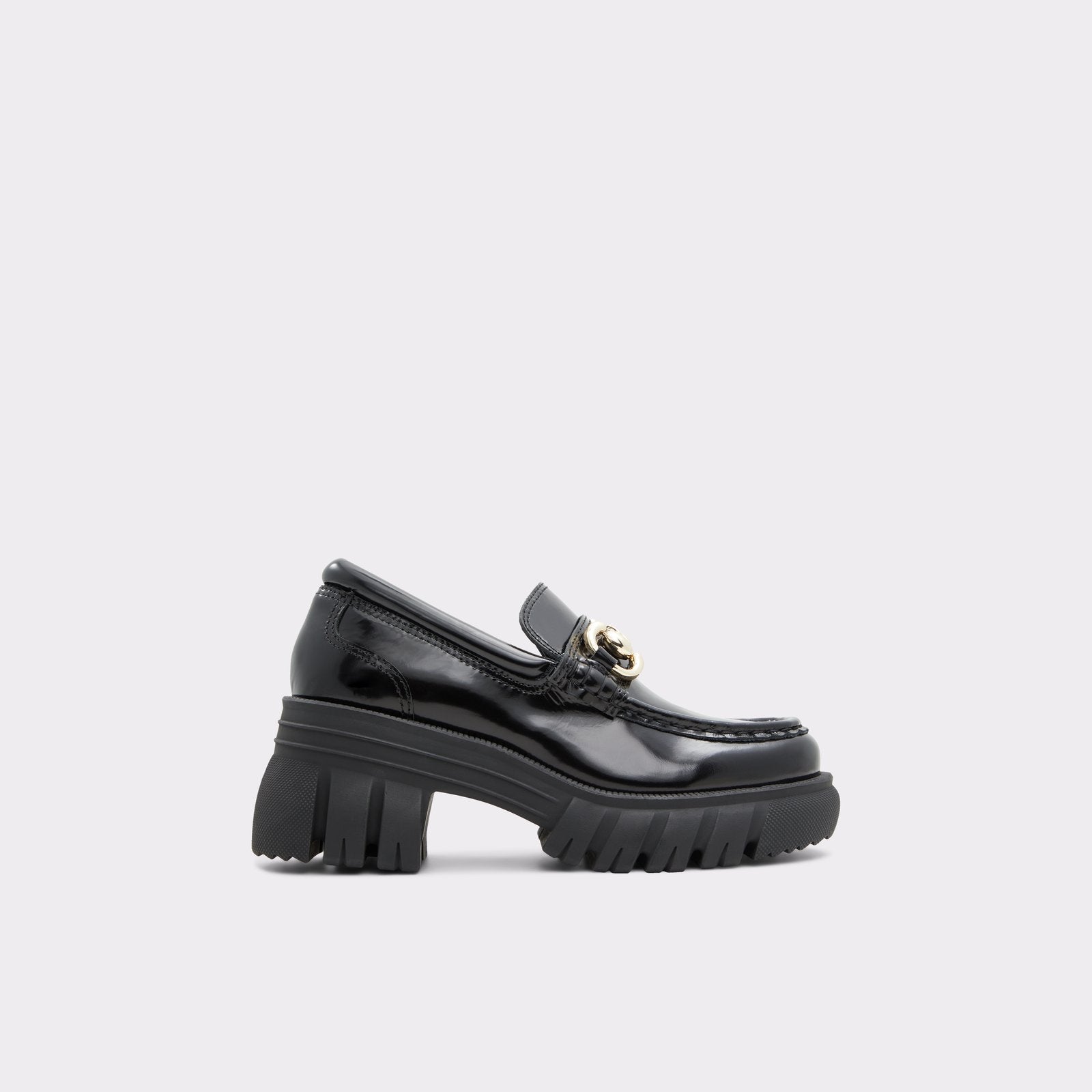 ALDO BLACK CHUNKY CHAIN DETAIL LOAFERS