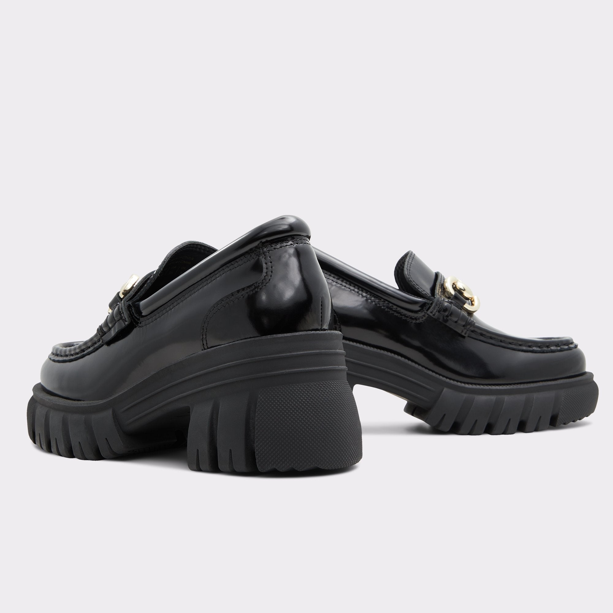 ALDO BLACK CHUNKY CHAIN DETAIL LOAFERS