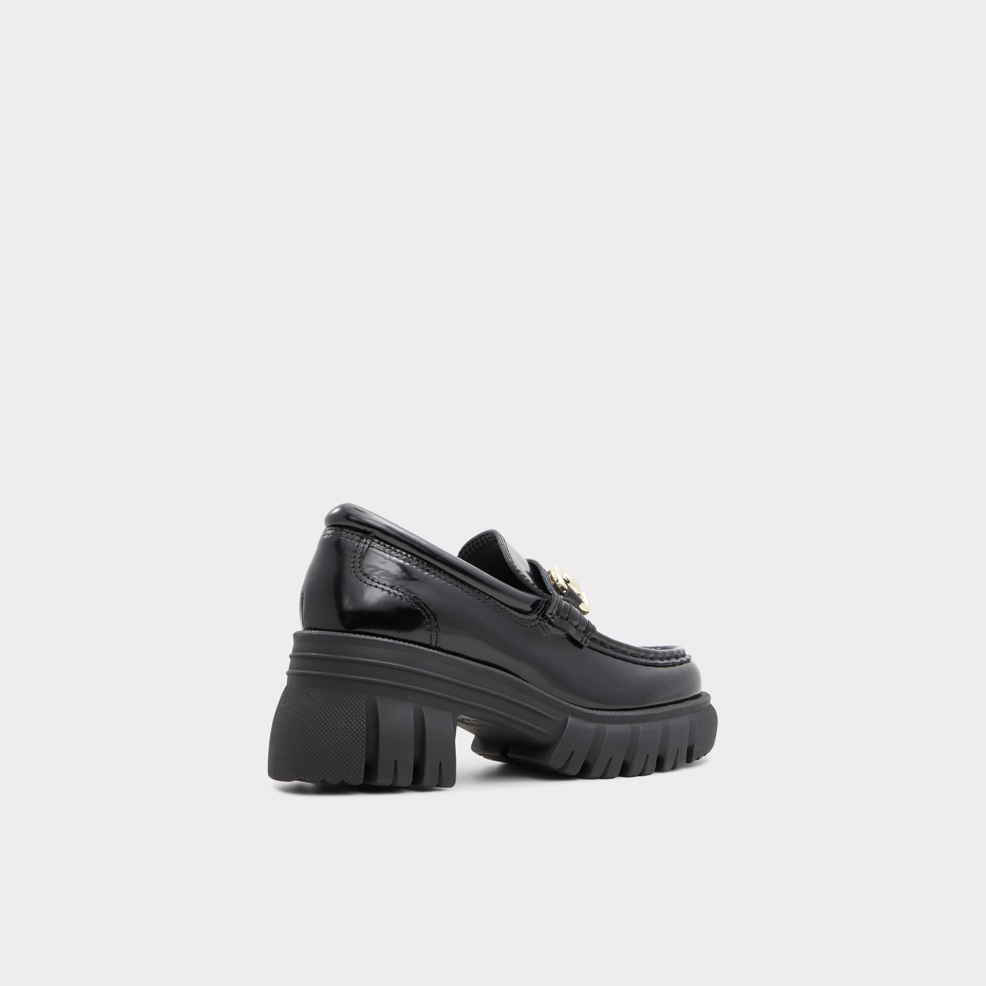 ALDO BLACK CHUNKY CHAIN DETAIL LOAFERS