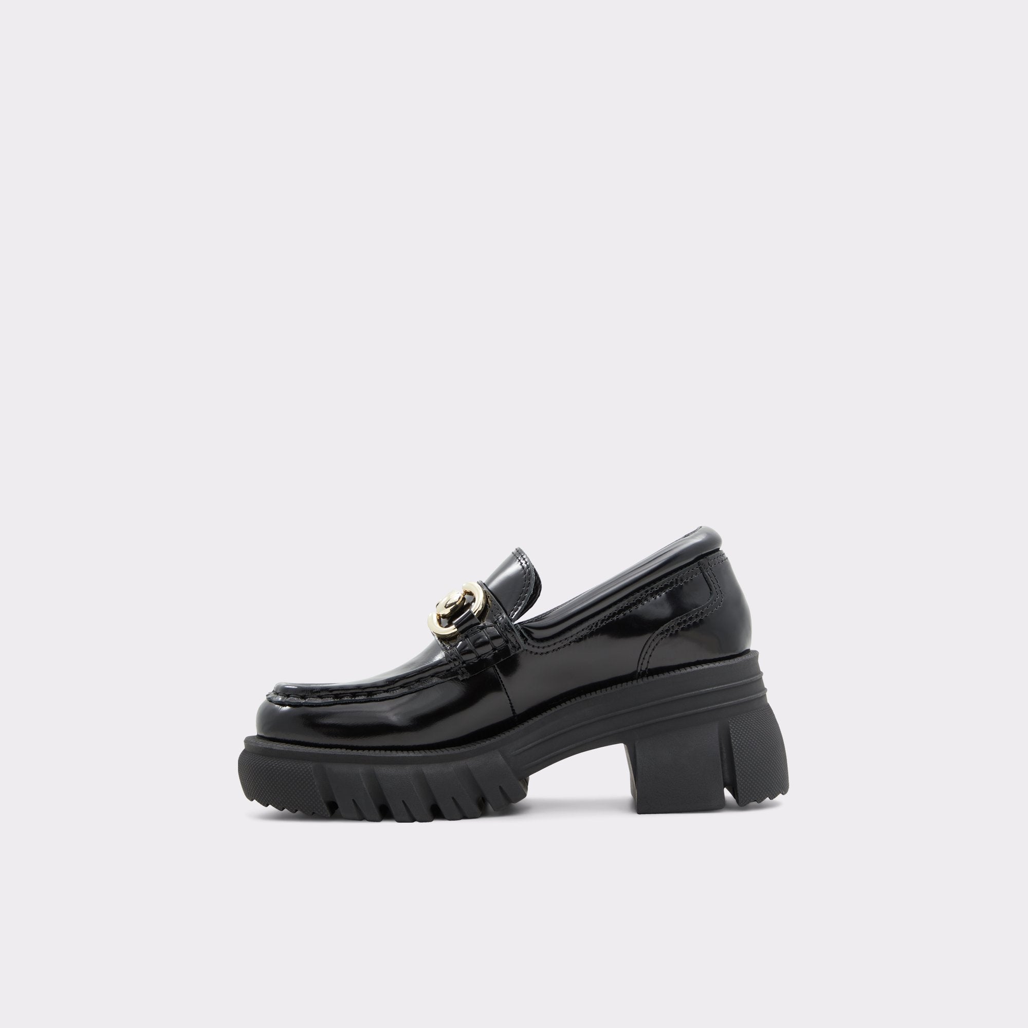ALDO BLACK CHUNKY CHAIN DETAIL LOAFERS