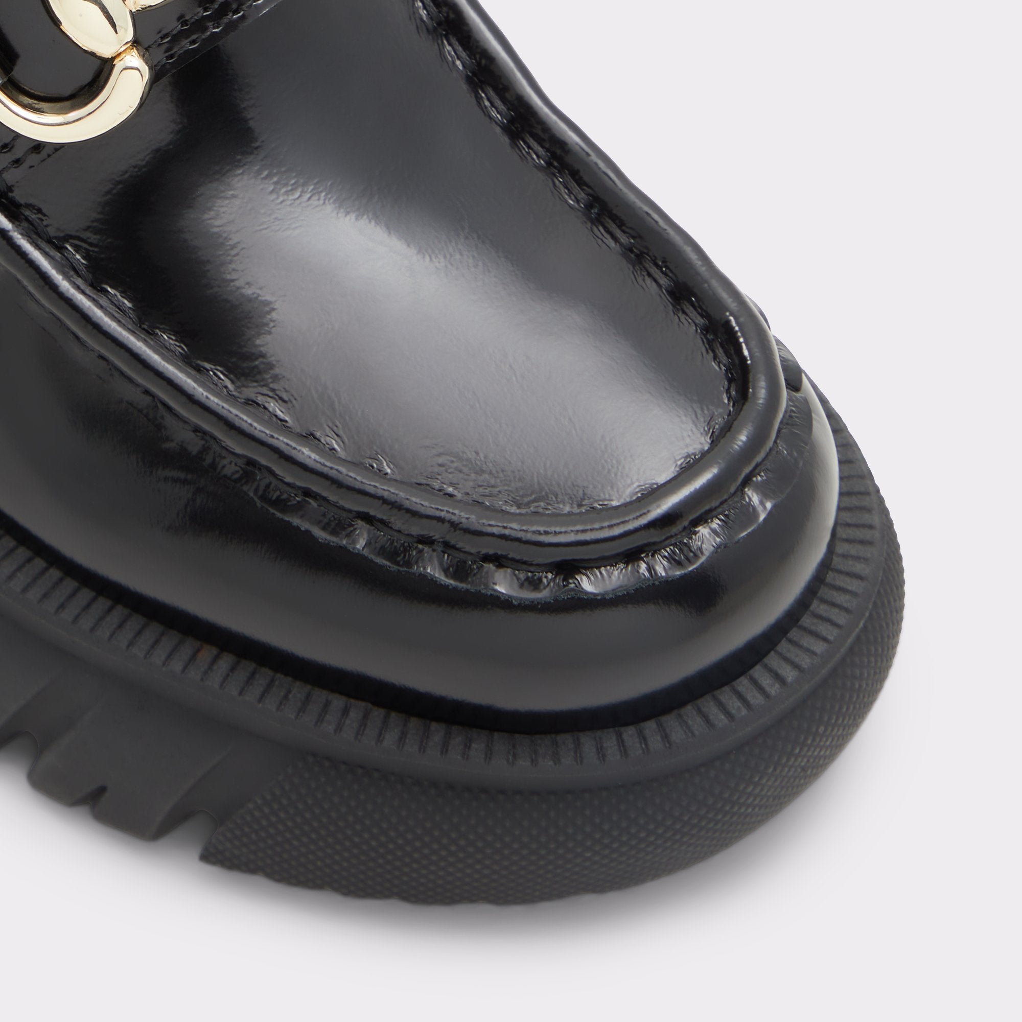 ALDO BLACK CHUNKY CHAIN DETAIL LOAFERS