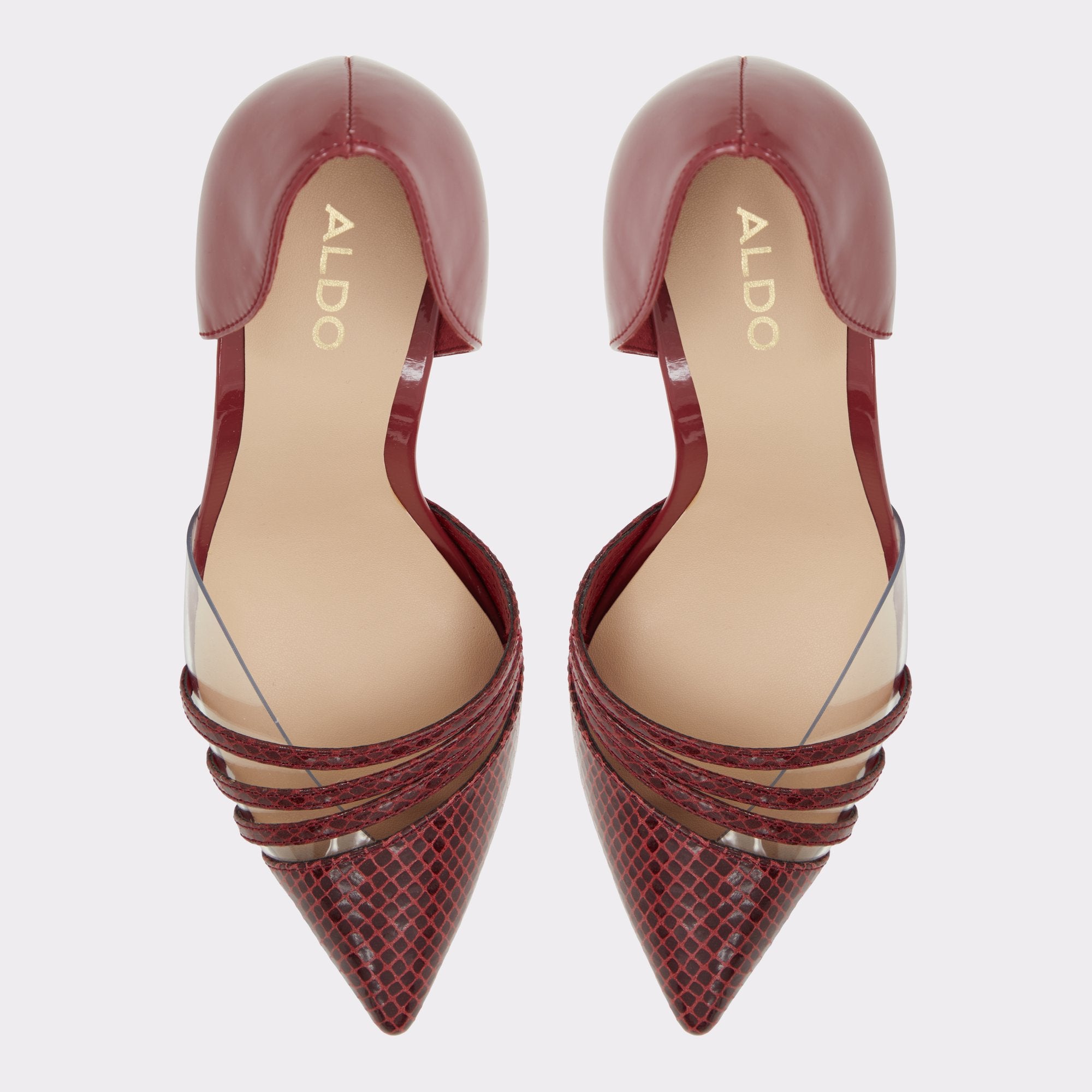 ALDO BORDO D'ORSAY VINYL TWO-PART PATENT PUMP