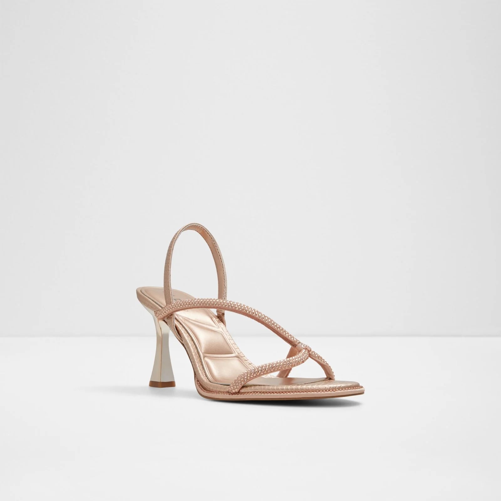 ALDO EMBELLISHED STRAP SLINGBACK HEELD SANDAL IN ROSEGOLD