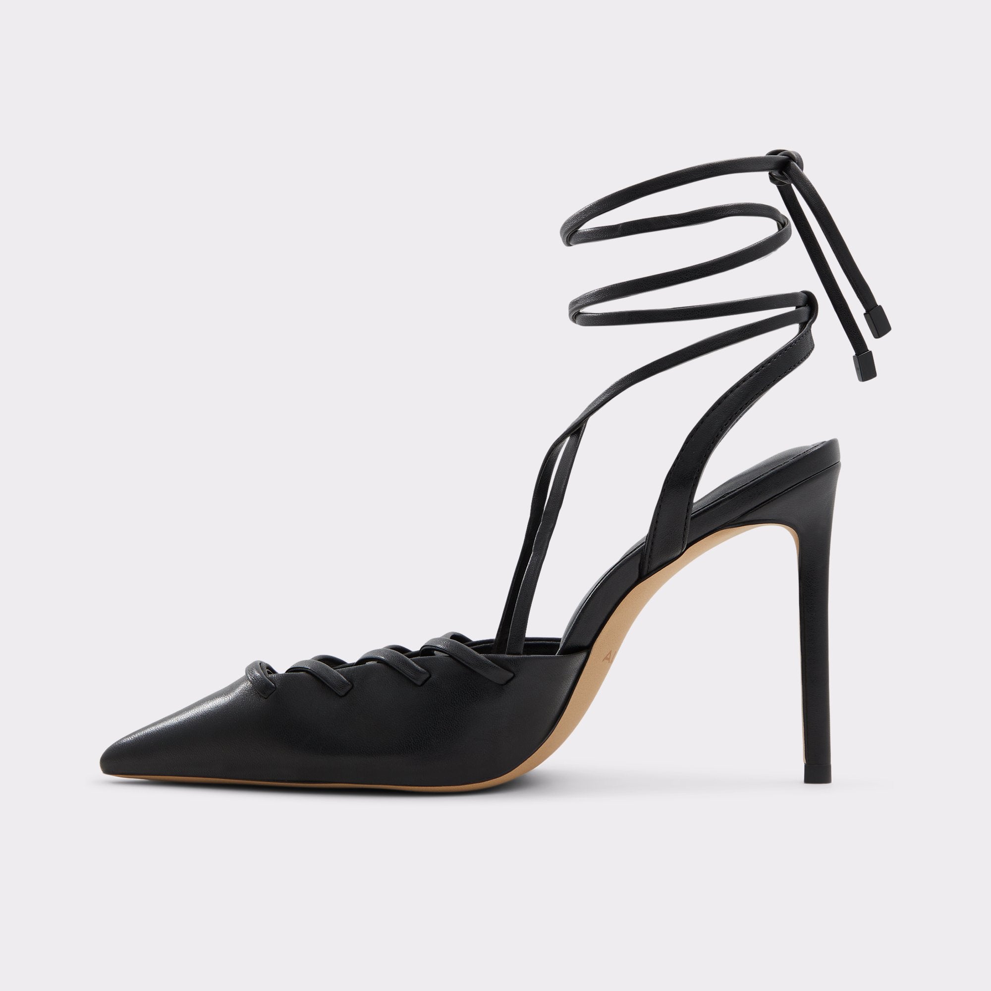 ALDO LACE-UP POINTED TOE ANKLE TIE PUMP IN BLACK