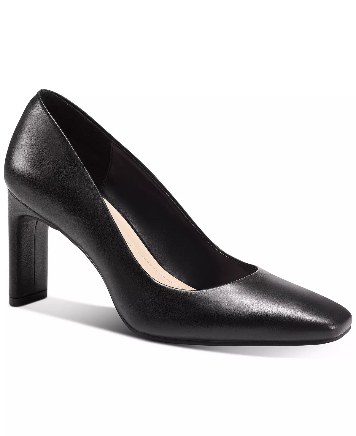 ALFANI BLACK SLIM BLOCK HEEL SQUARE TOE PUMP