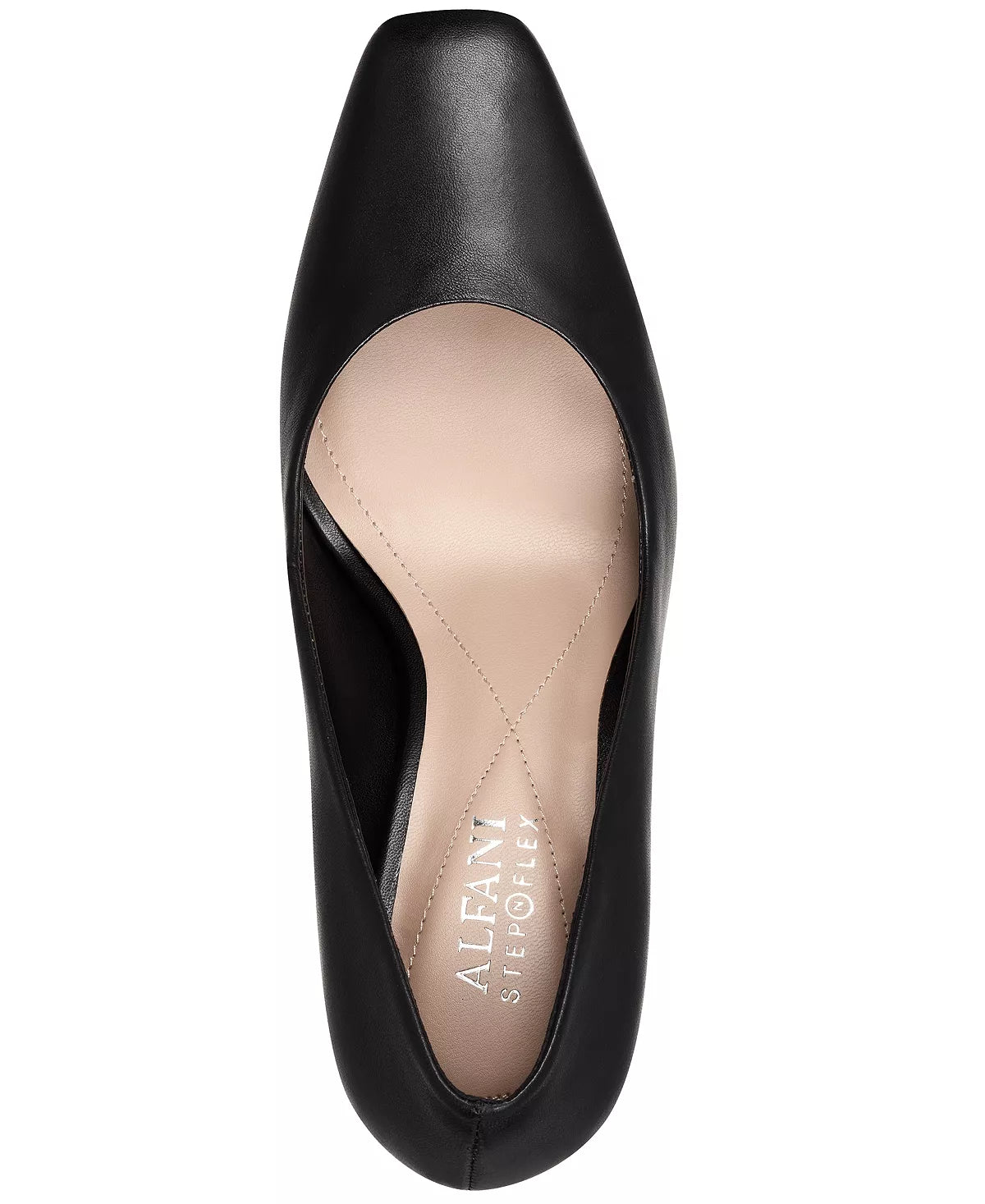 ALFANI BLACK SLIM BLOCK HEEL SQUARE TOE PUMP