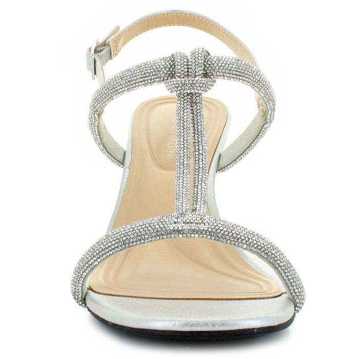 Adrienne Vittadini Embellished Strap Wedge sandal in Silver