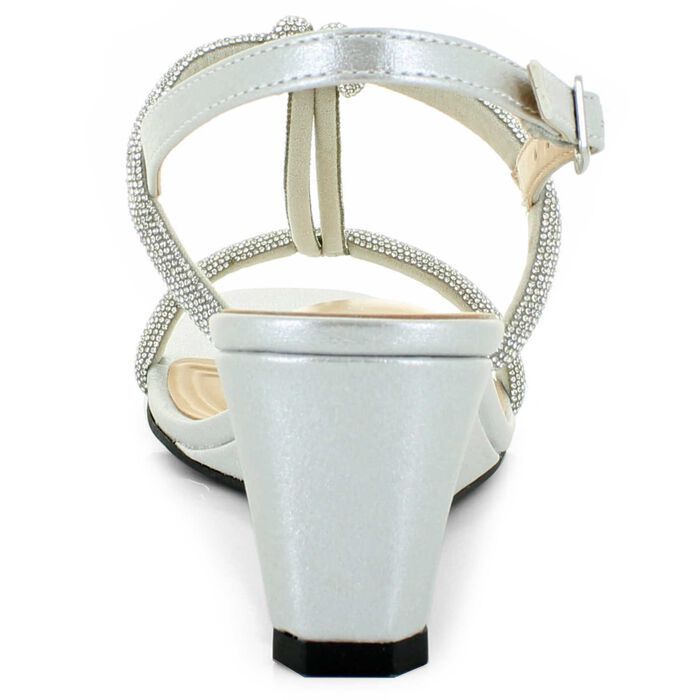 Adrienne Vittadini Embellished Strap Wedge sandal in Silver