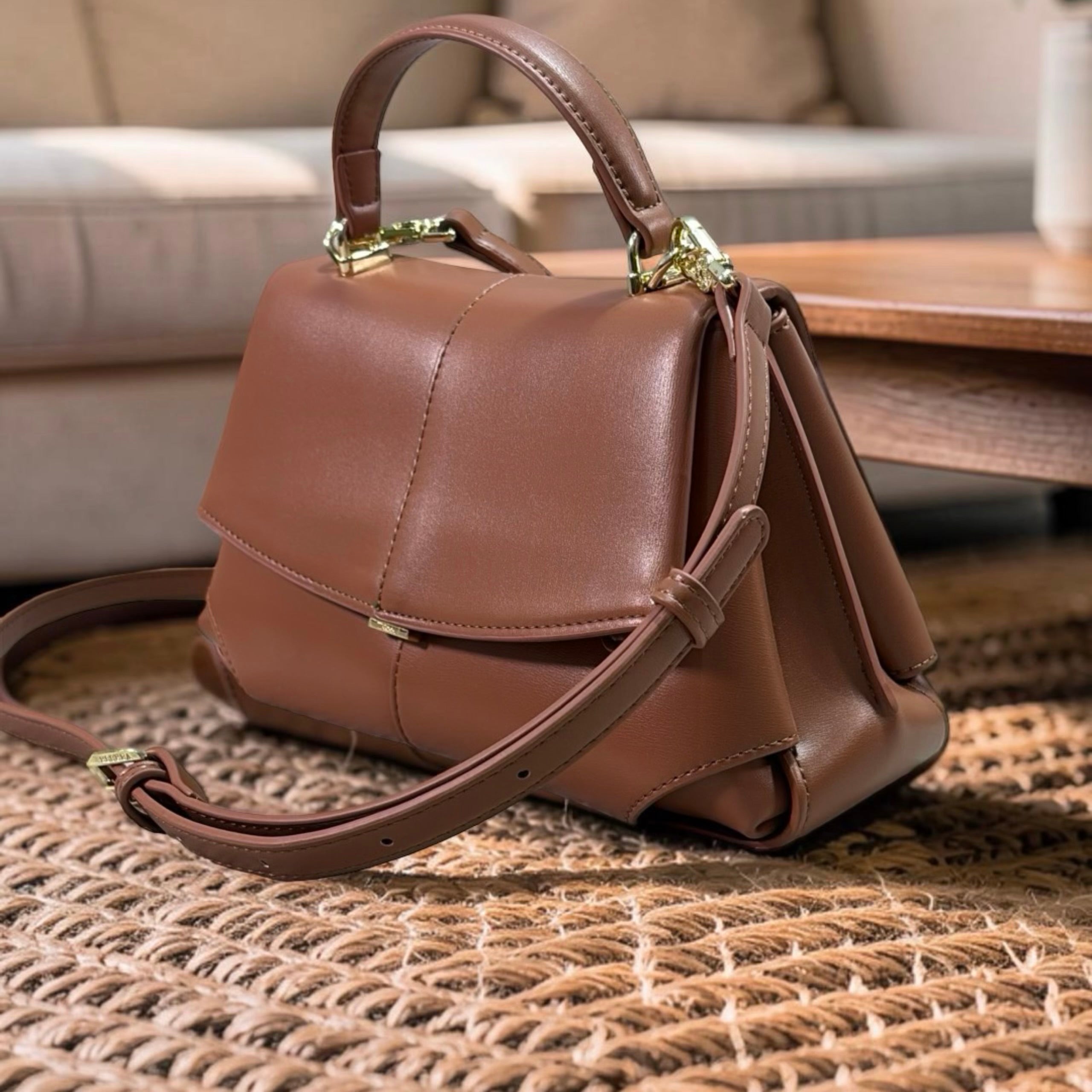 Versse Top Handle Small Bag in Brown
