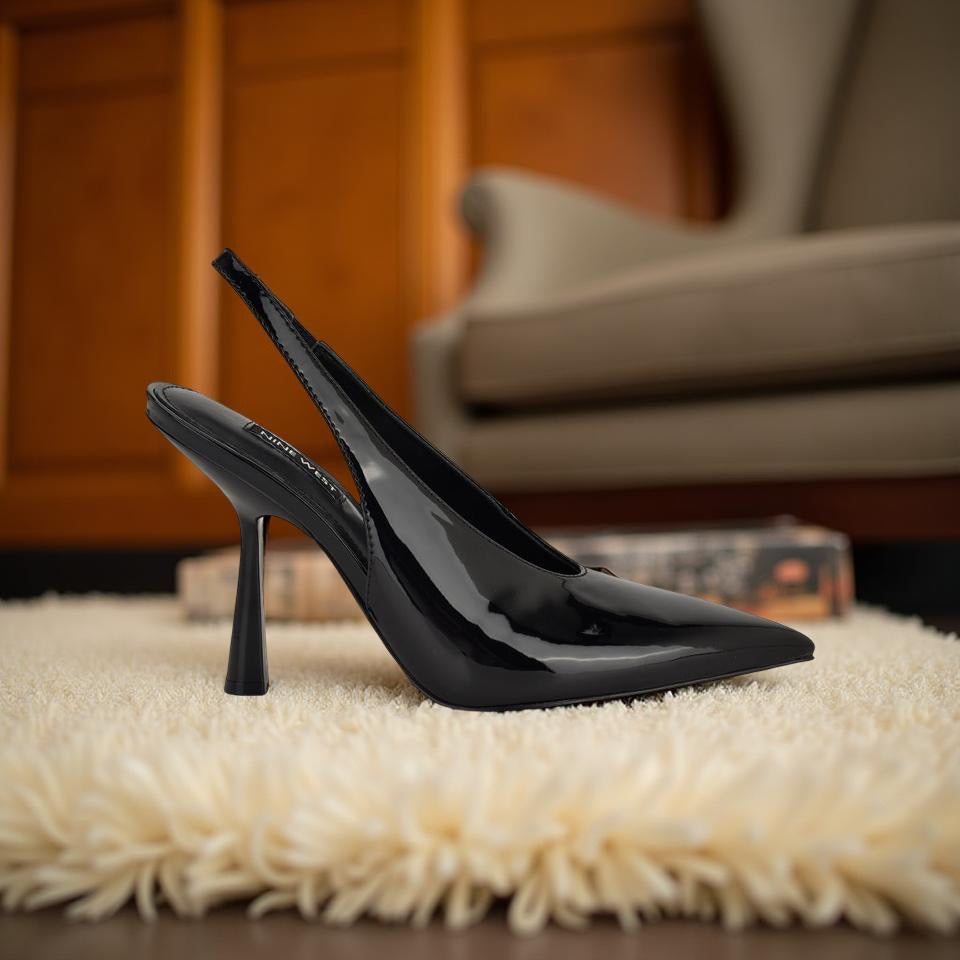 Nine West Patent Leather Pointed Slingbacks in Black