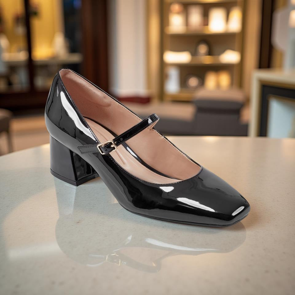 Easy Spirit Patent Leather Maryjane Block Heel Pump Black