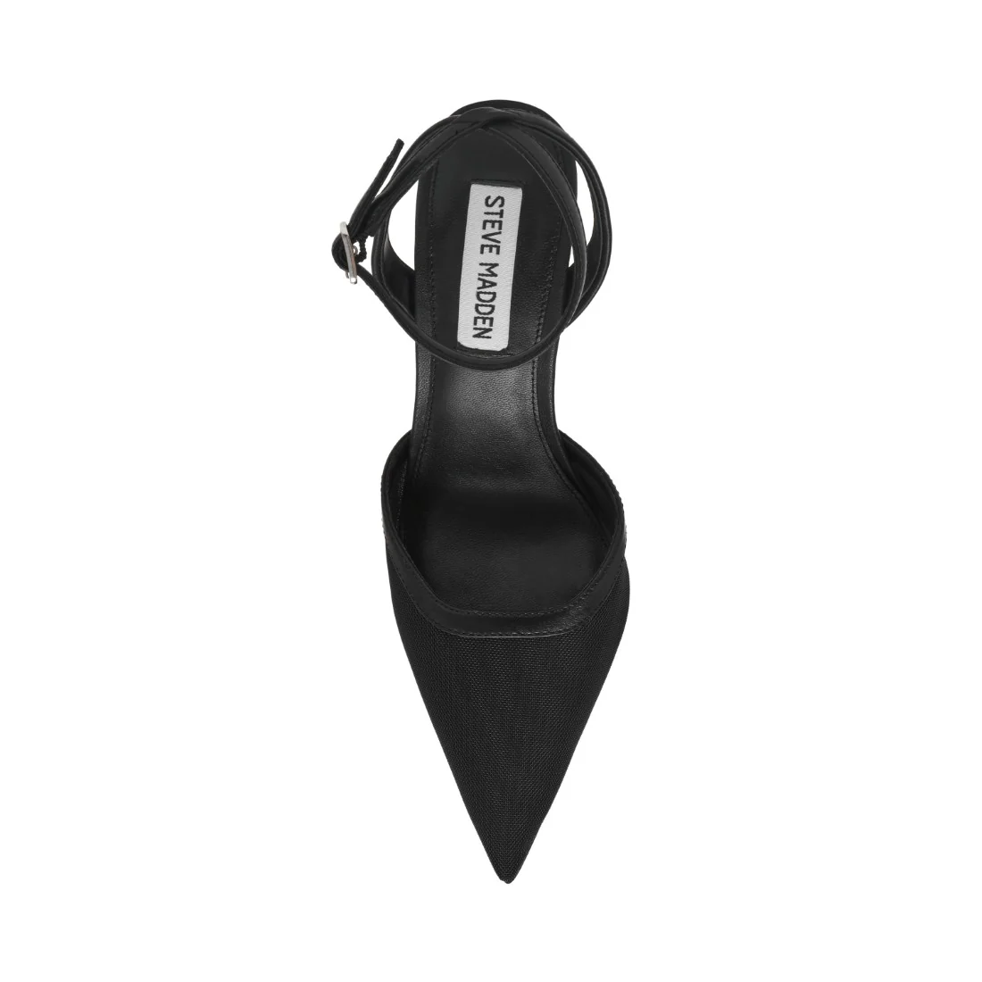 Steve Madden Mesh Pointed Toe Ankle Strap Pump In Black
