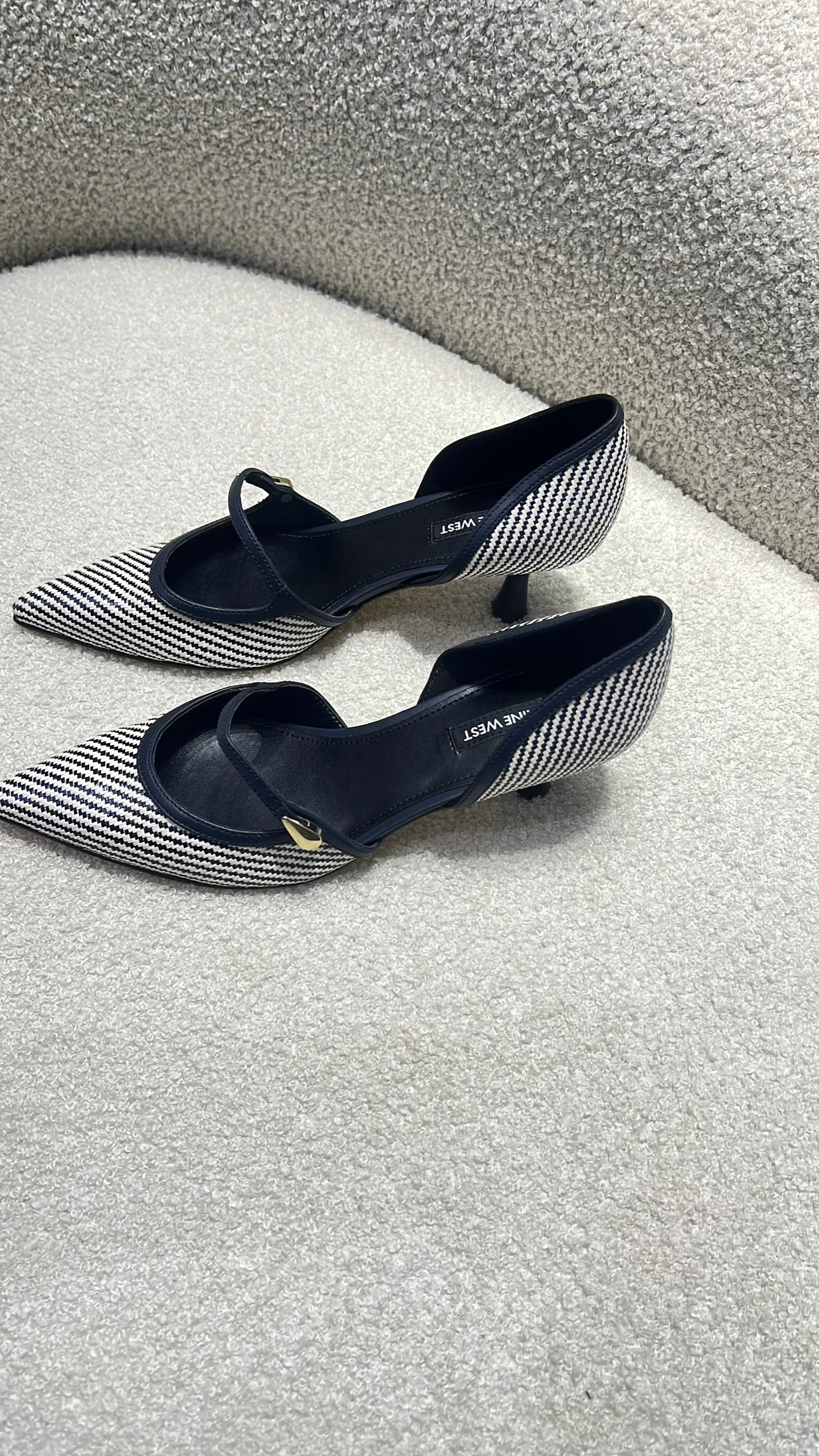 Nine West Faux Raffia D'orsay Pump in Black