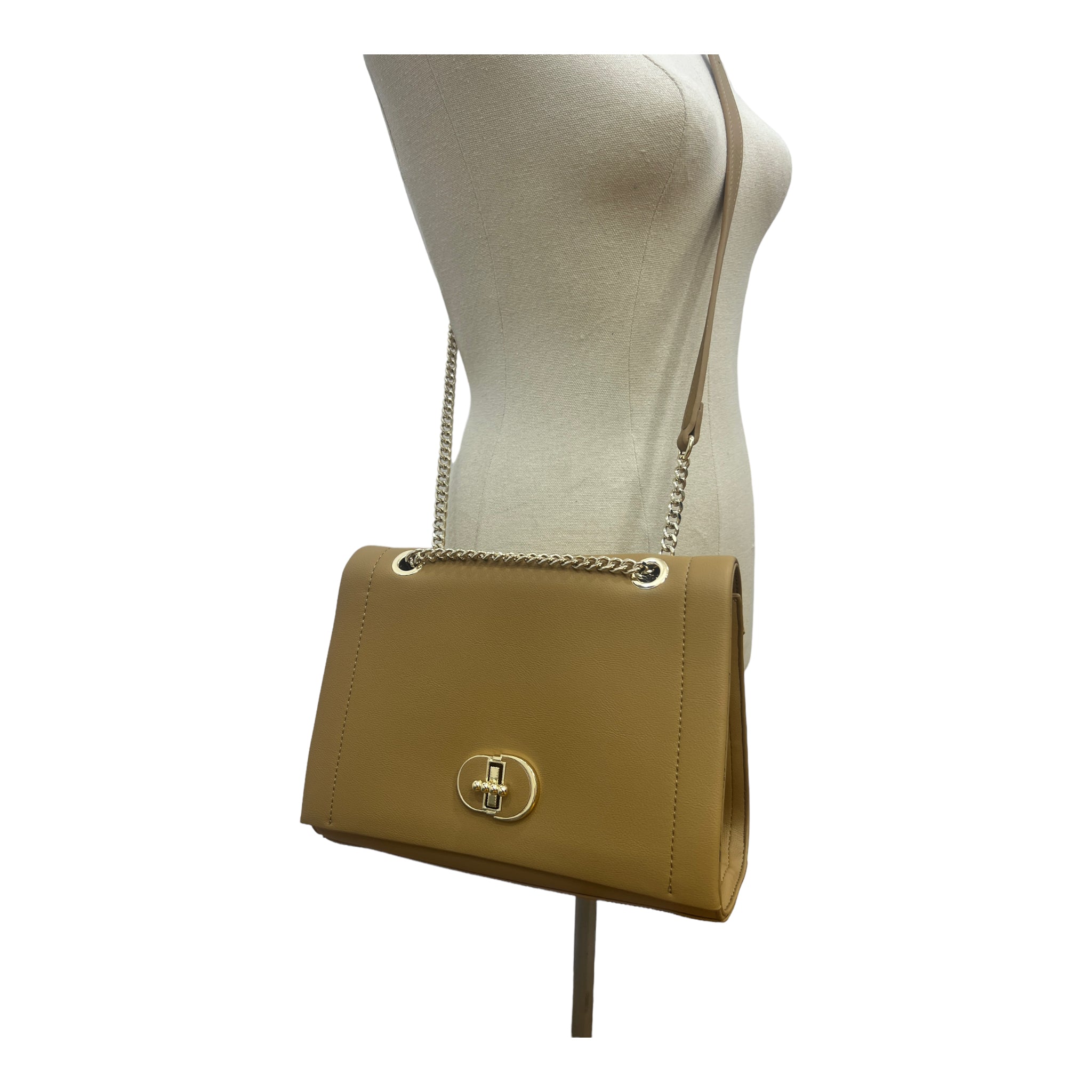 CHRISBELLA STRUCTURED SIDE BAG IN BEIGE