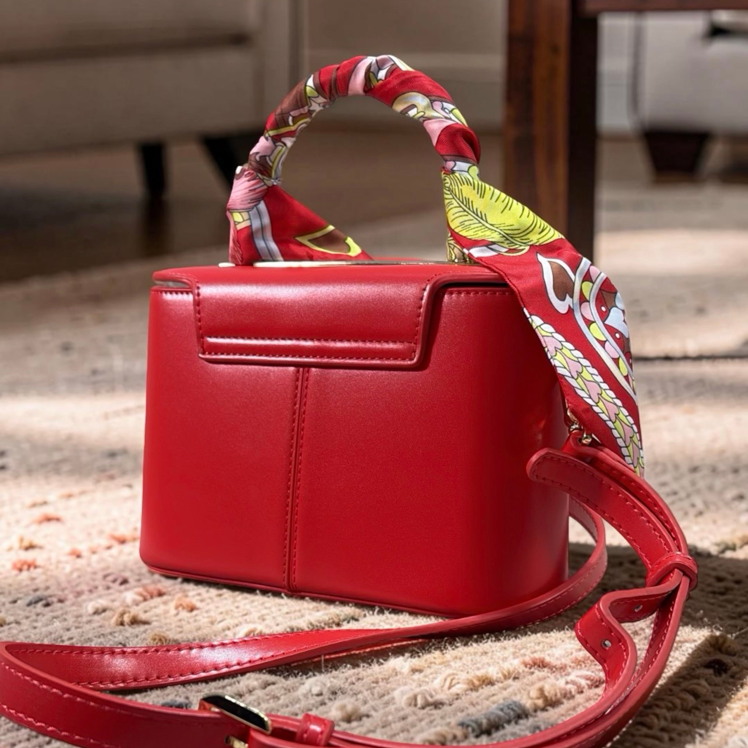 Versse Top Handle Mini Bag in Red