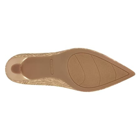 Nine West Pointed Toe Brocade Pump in Beige