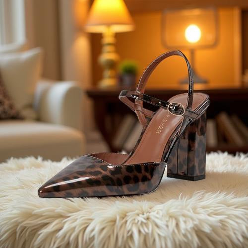 Marc Fisher Pointed Toe Block Heel Pump in Brown
