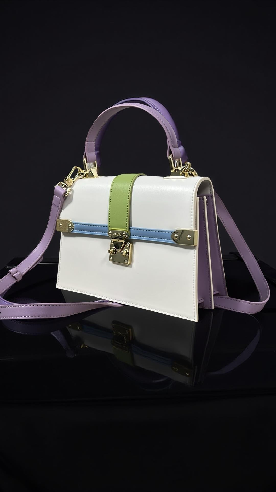 Versse Structured Top Handle Mini Bag in Wine in White