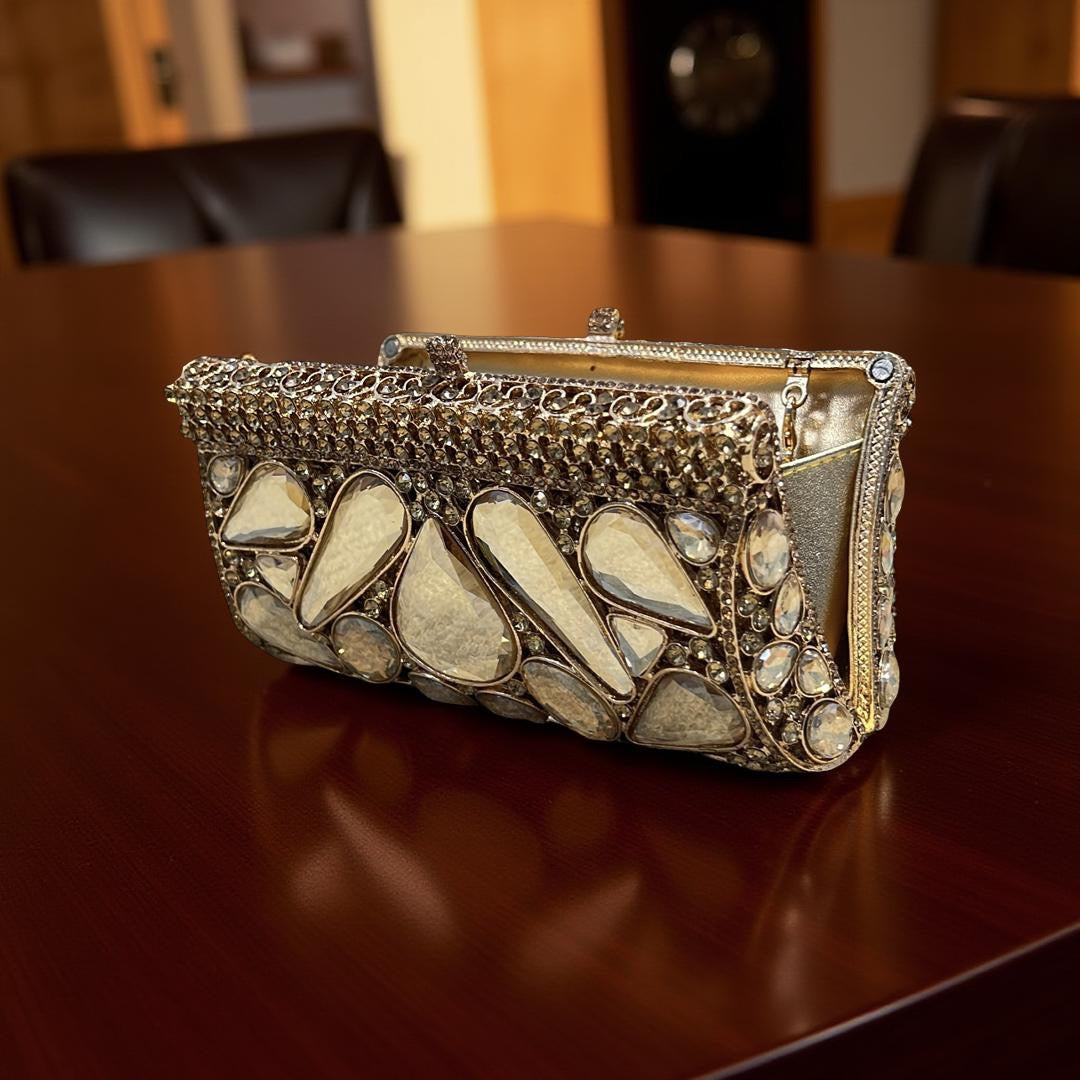 Zurich Glam Clutch Purse in Bronze