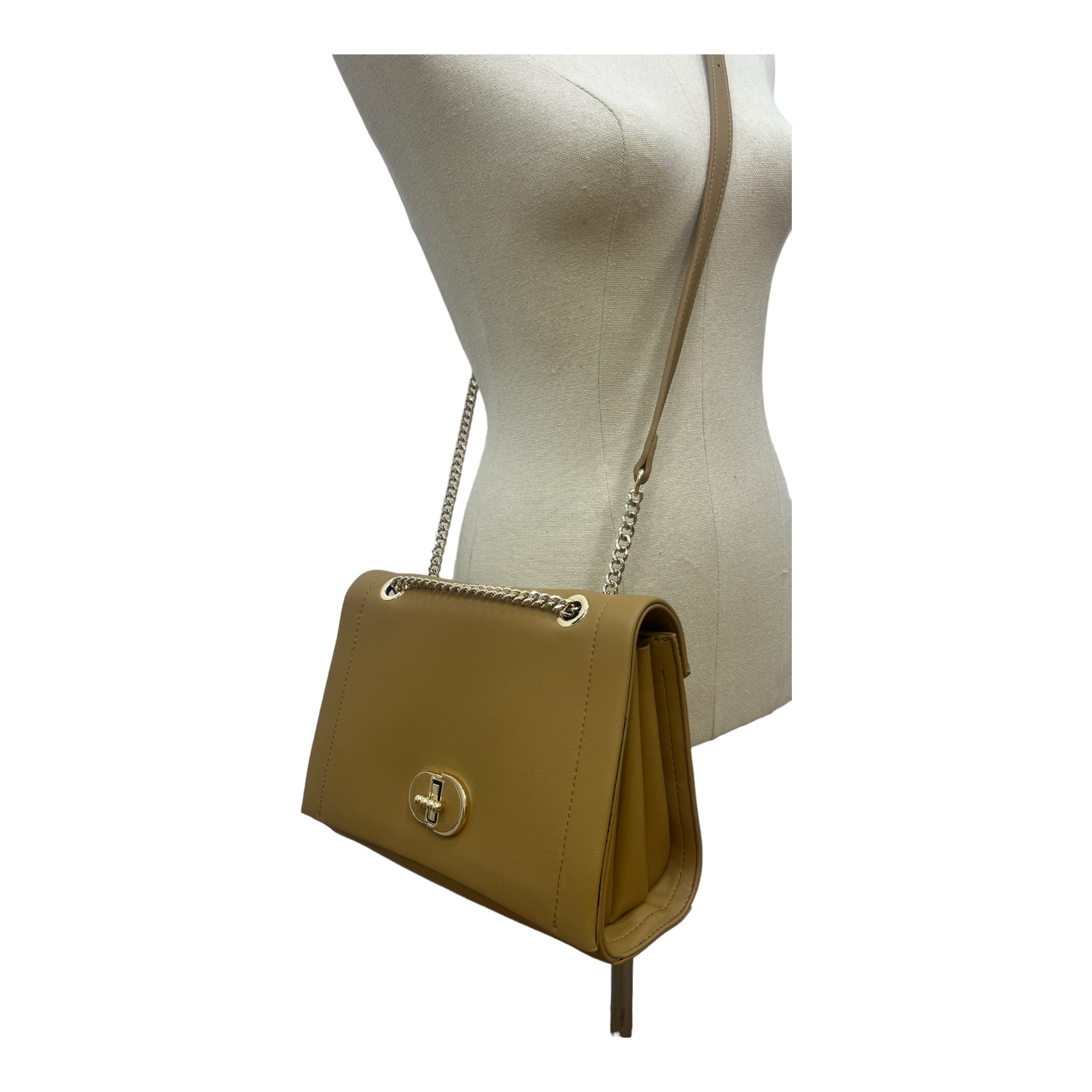 CHRISBELLA STRUCTURED SIDE BAG IN BEIGE
