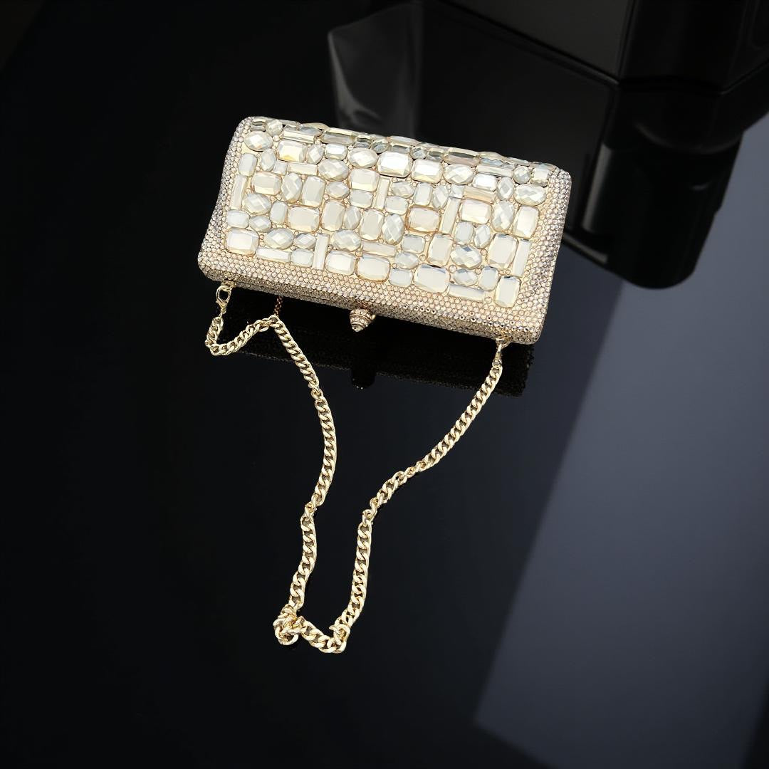 Venice Swarovski Clutch Party Purse in Gold