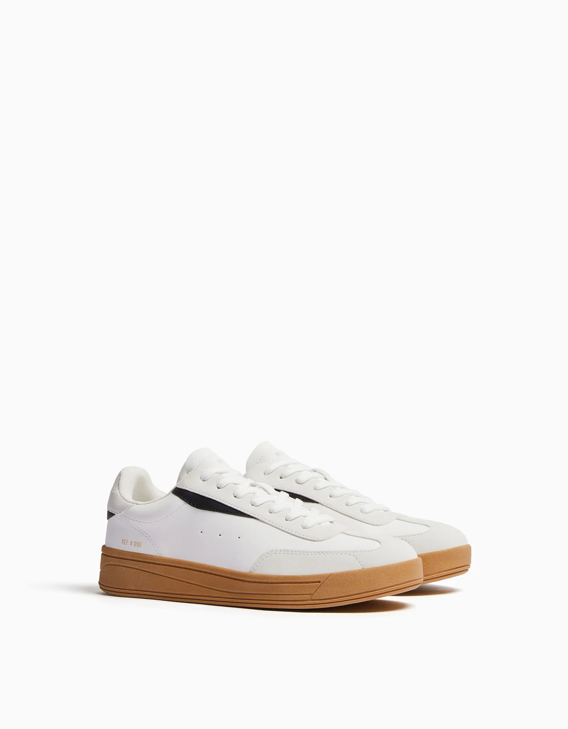 BERSHKA WHITE RETRO-STYLE SNEAKERS