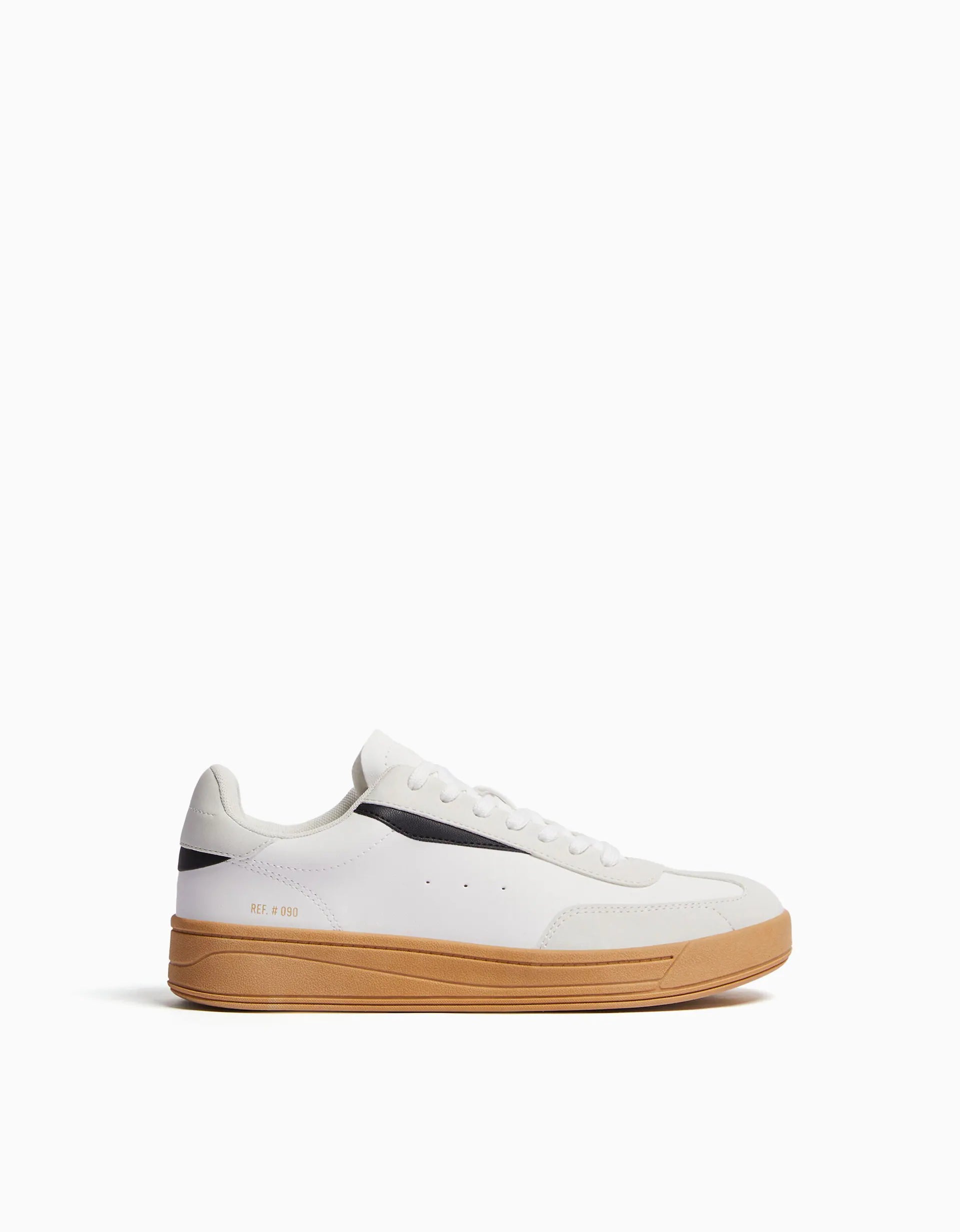 BERSHKA WHITE RETRO-STYLE SNEAKERS