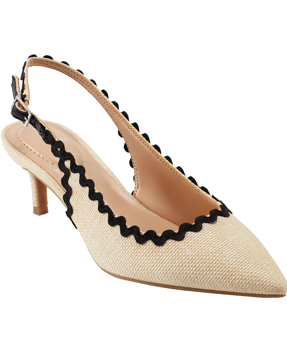 Bandolino Faux Raffia Slingback Low Heel Pump in Natural