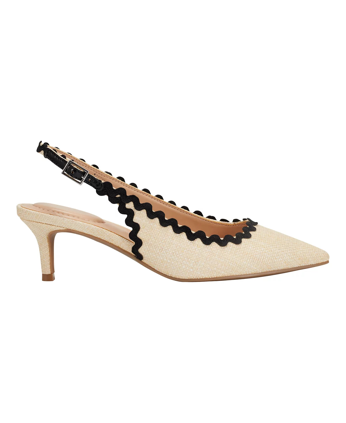 Bandolino Faux Raffia Slingback Low Heel Pump in Natural