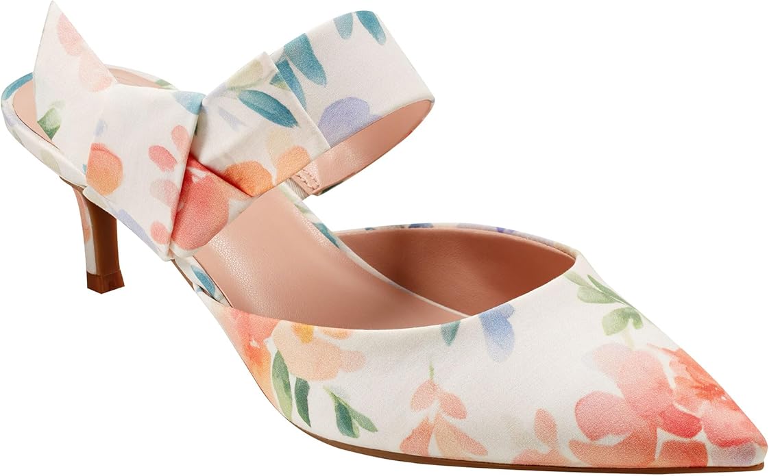 Bandolino Floral Pointed Toe Mule in Off White