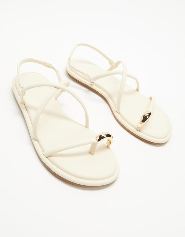 Billiani Gold Toe- Ring Sandal in Off White