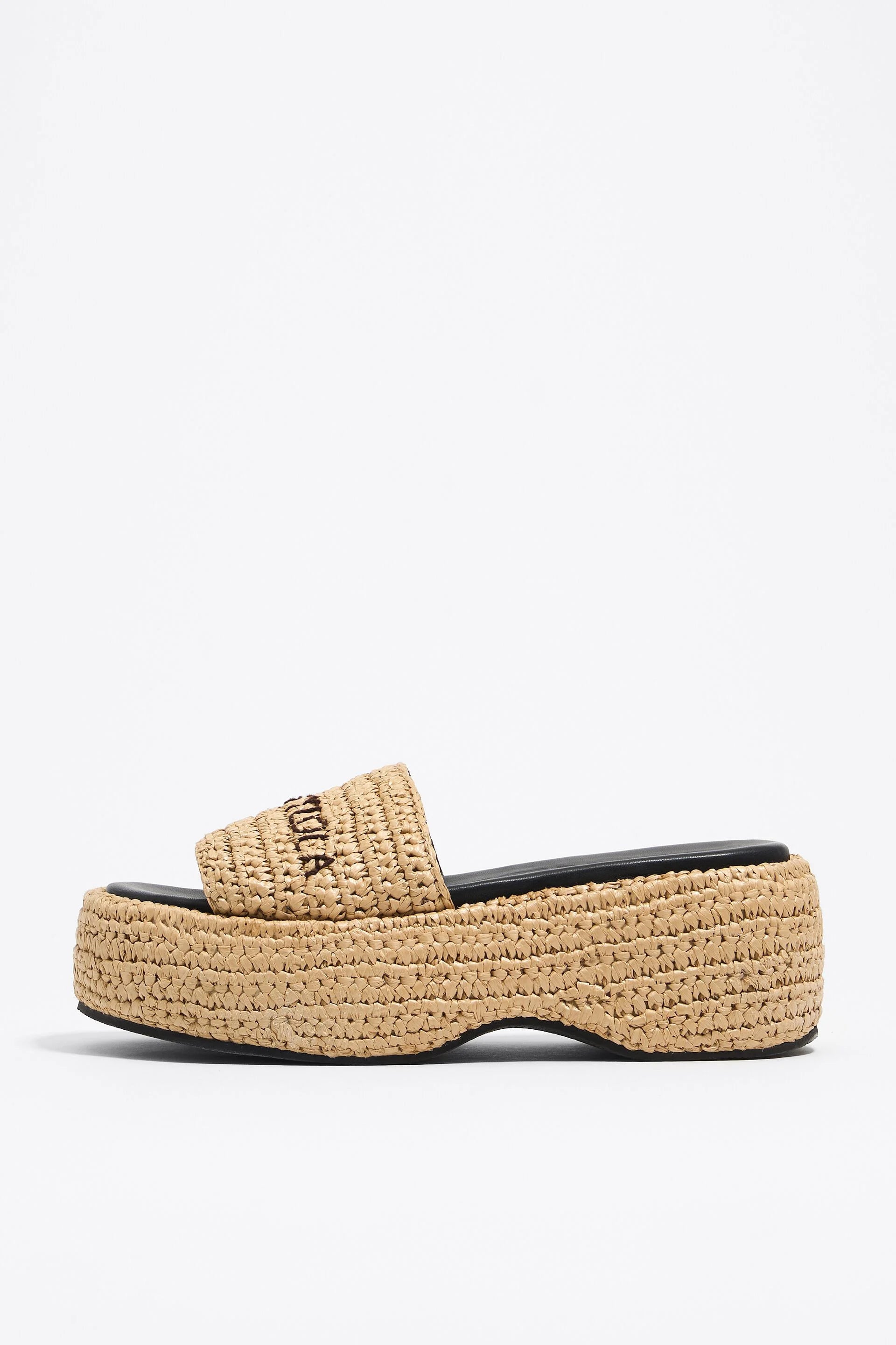 Bimba Y Lola Raffia Flatform Slide in Natural