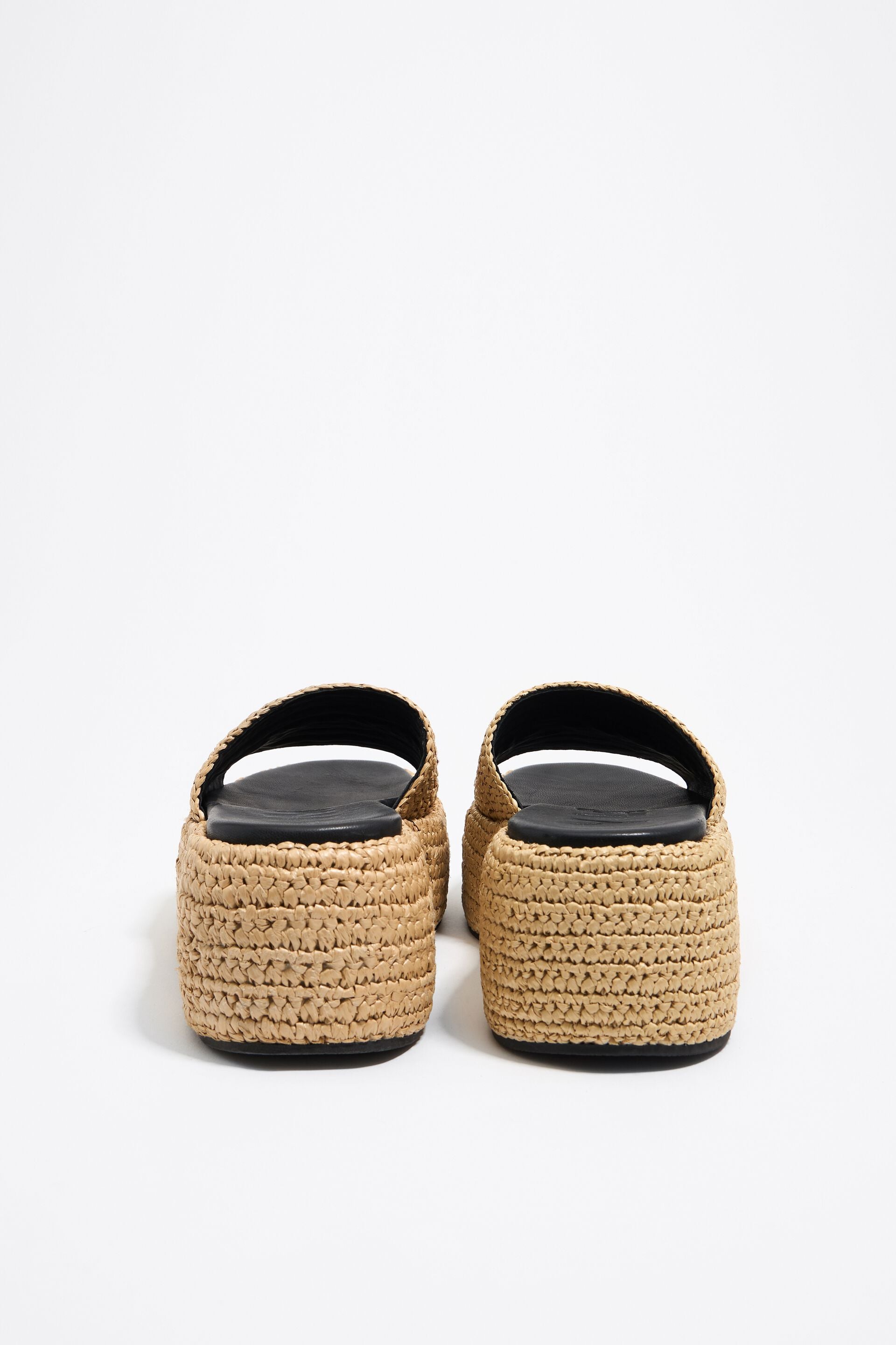 Bimba Y Lola Raffia Flatform Slide in Natural
