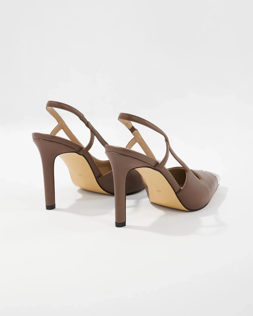 WHBM Metal Toe-Cap Slingback Pump in Taupe