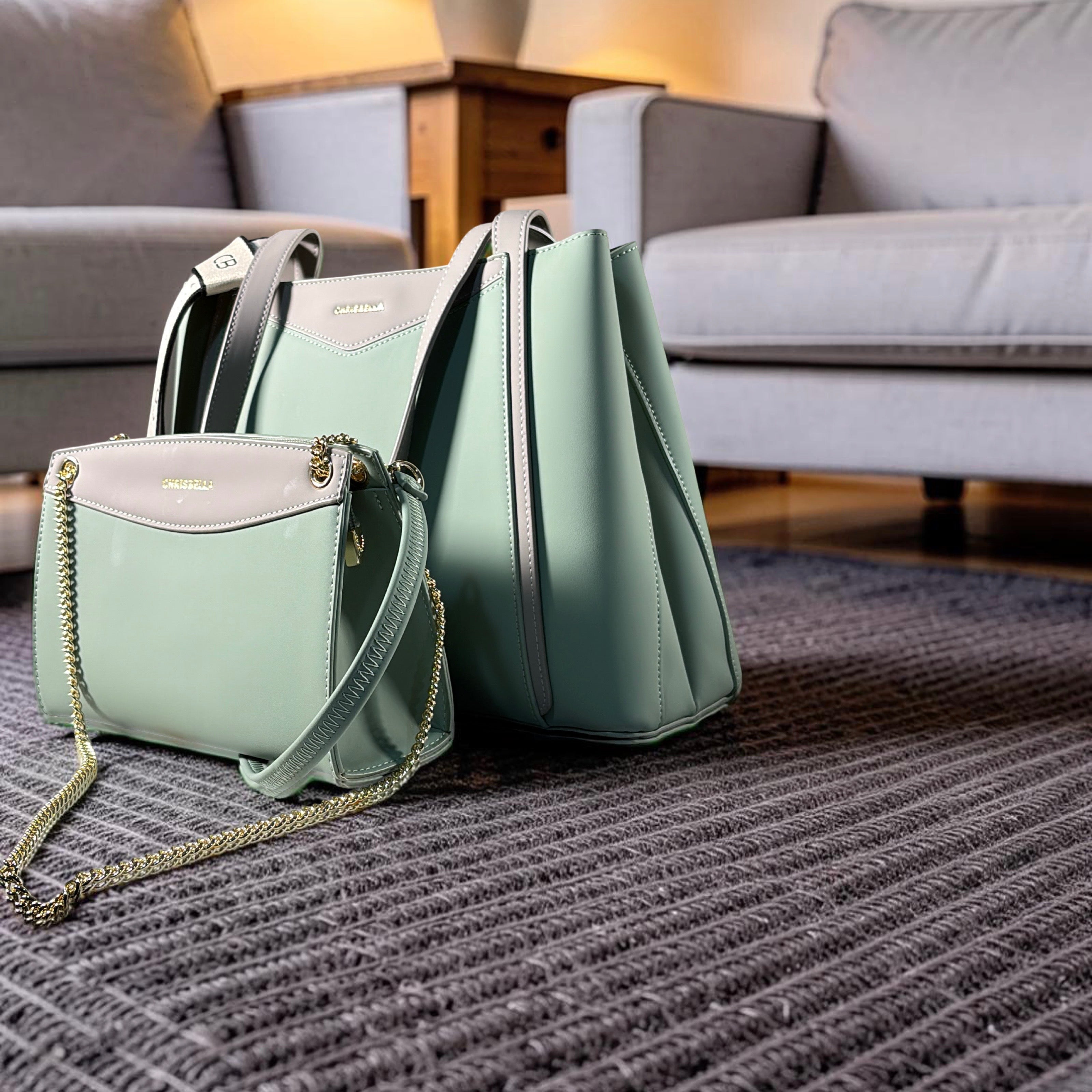 Chrisbella 2-in-1 Contrast Color Shoulder Bag in Lime