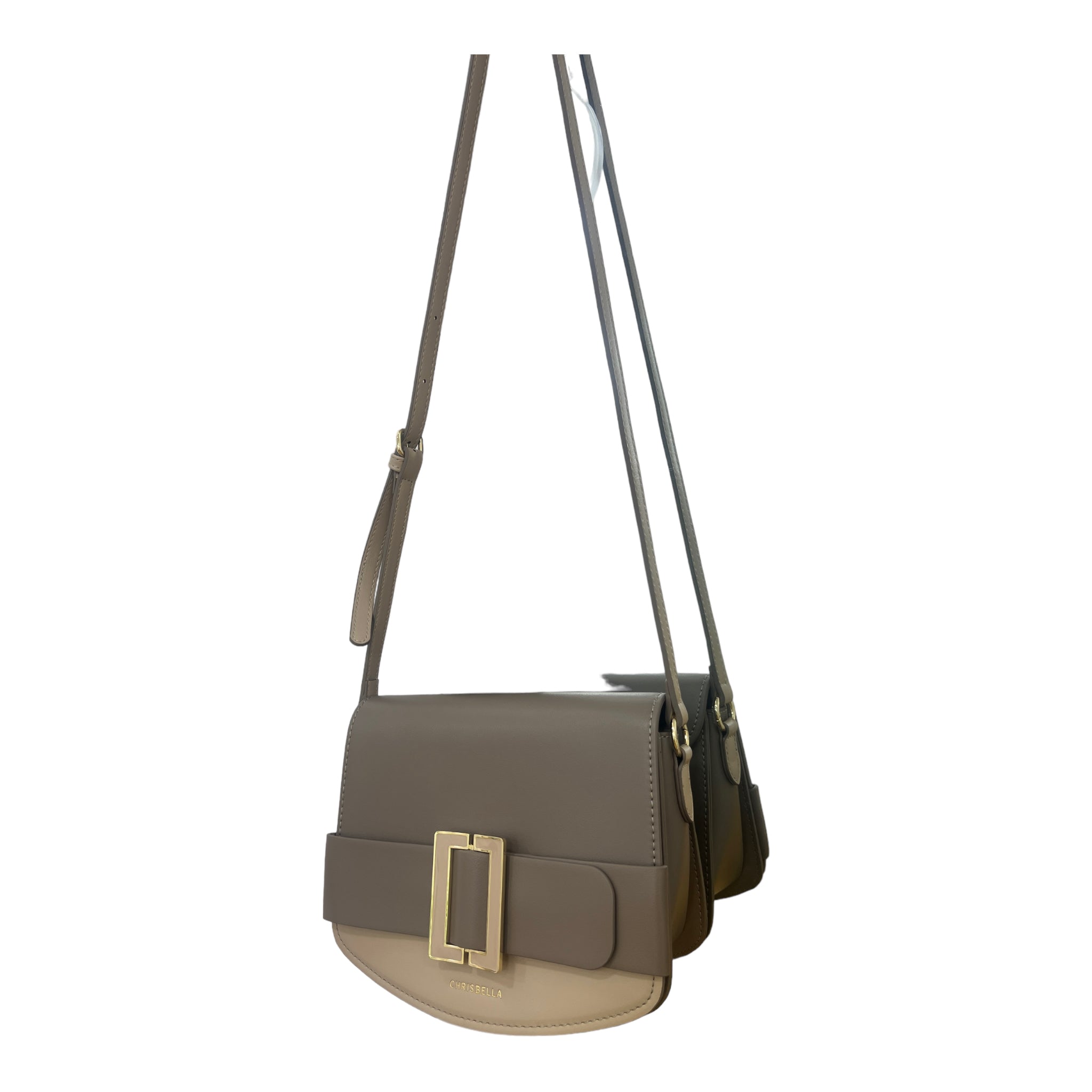 CHRISBELLA TWO-TONE BELT DETAIL BAG IN MUD