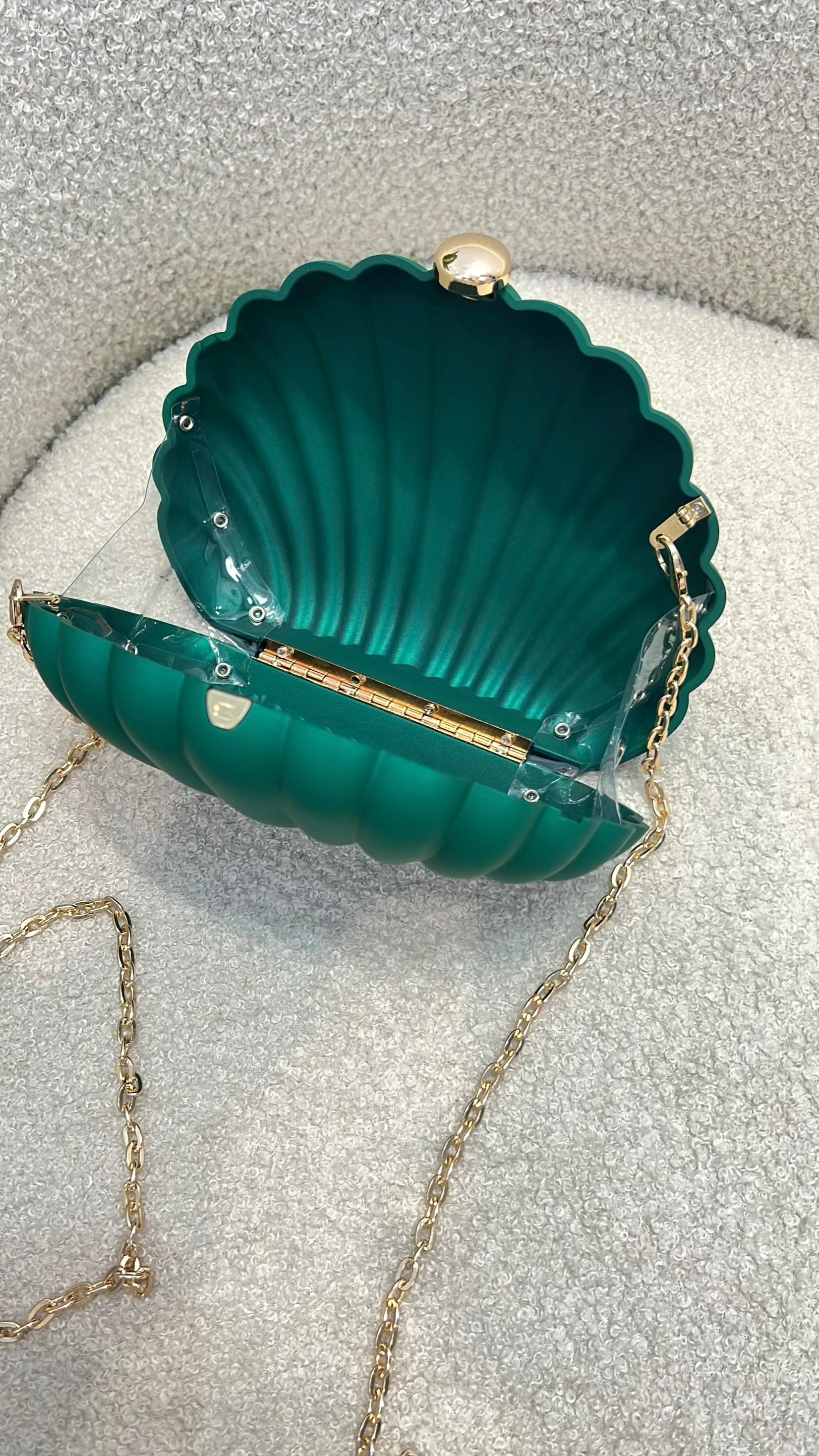 Shell Matte Clutch Purse in Green