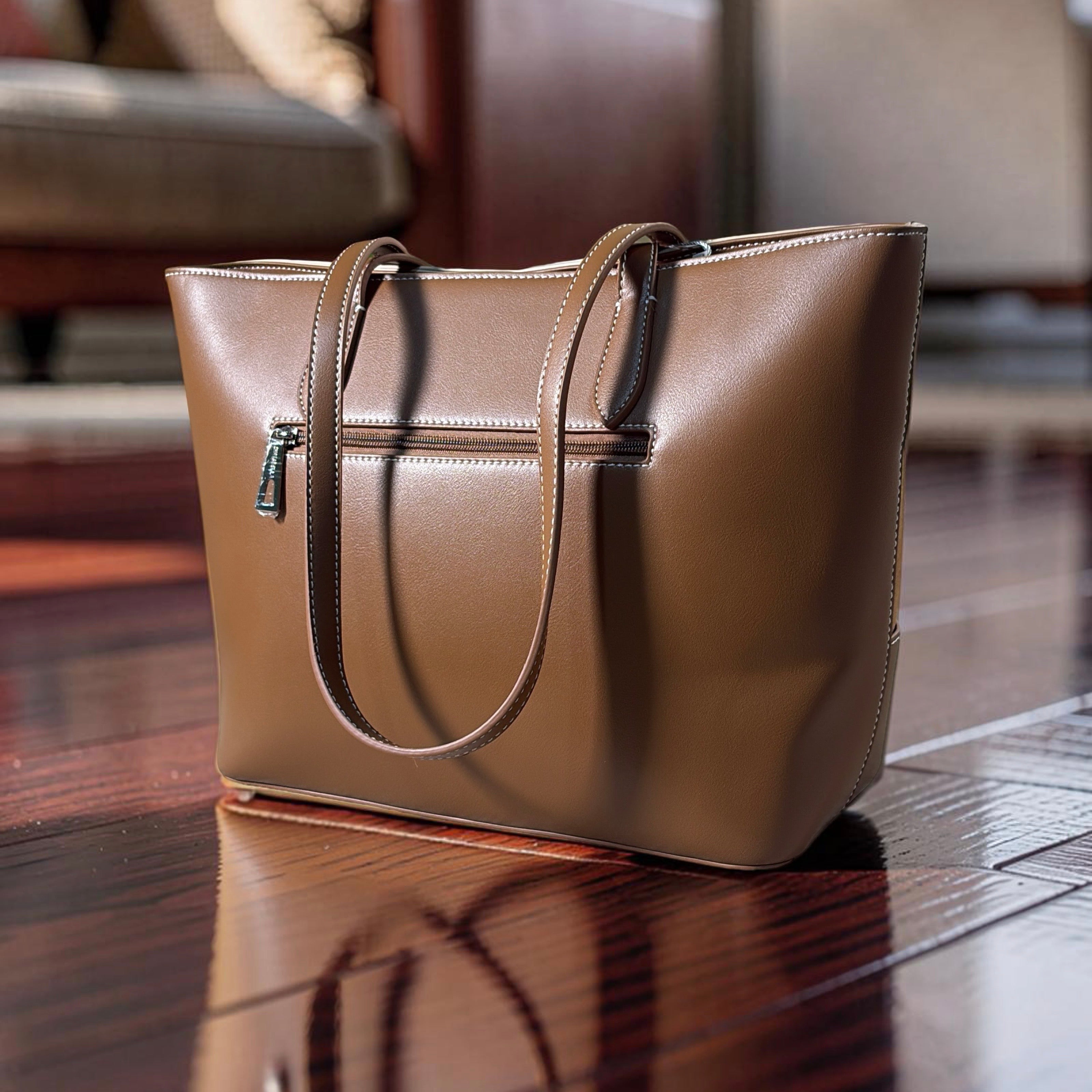 Chrisbella Mat Design Shoulder Bag in Brown